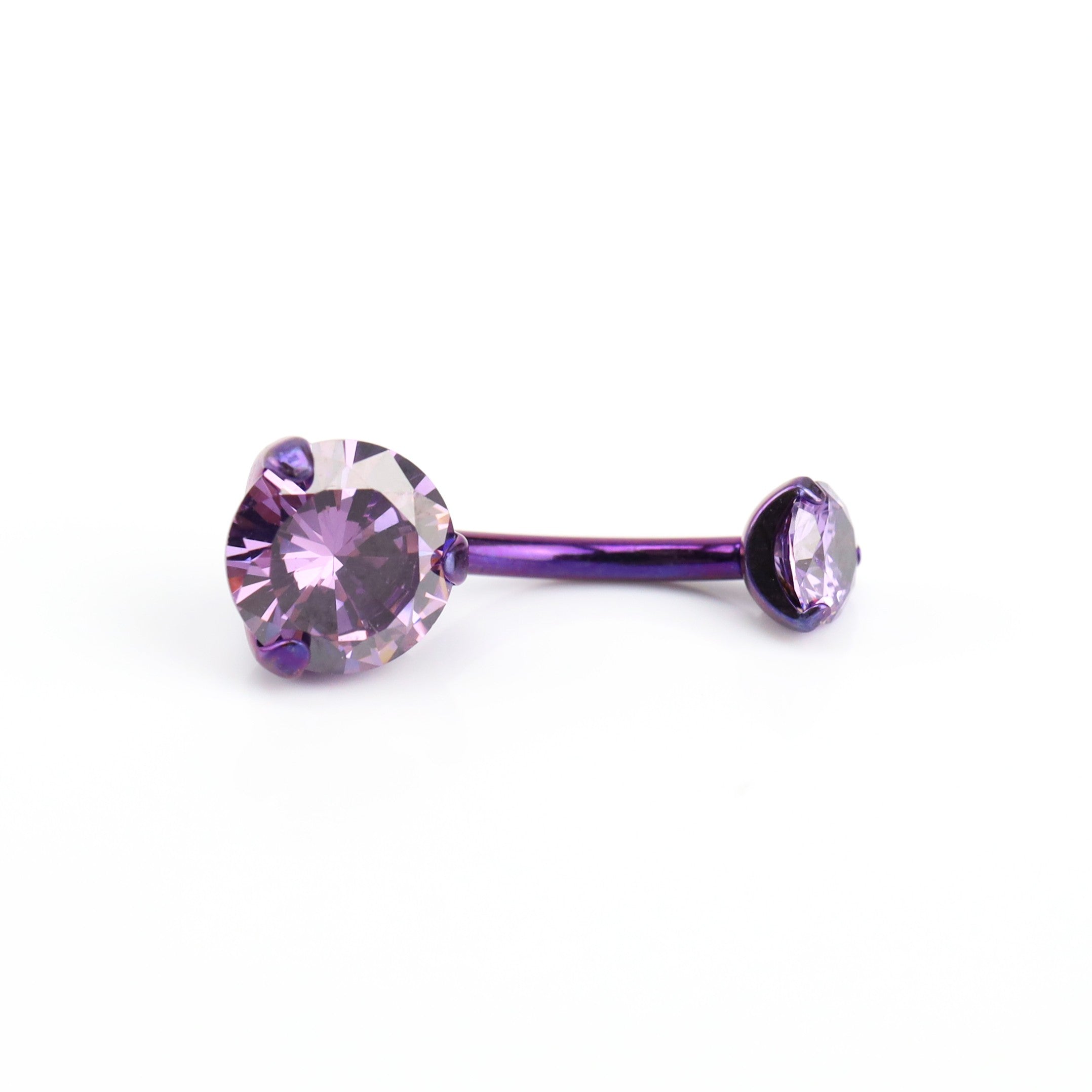 Round CZ Titanium Belly Ring