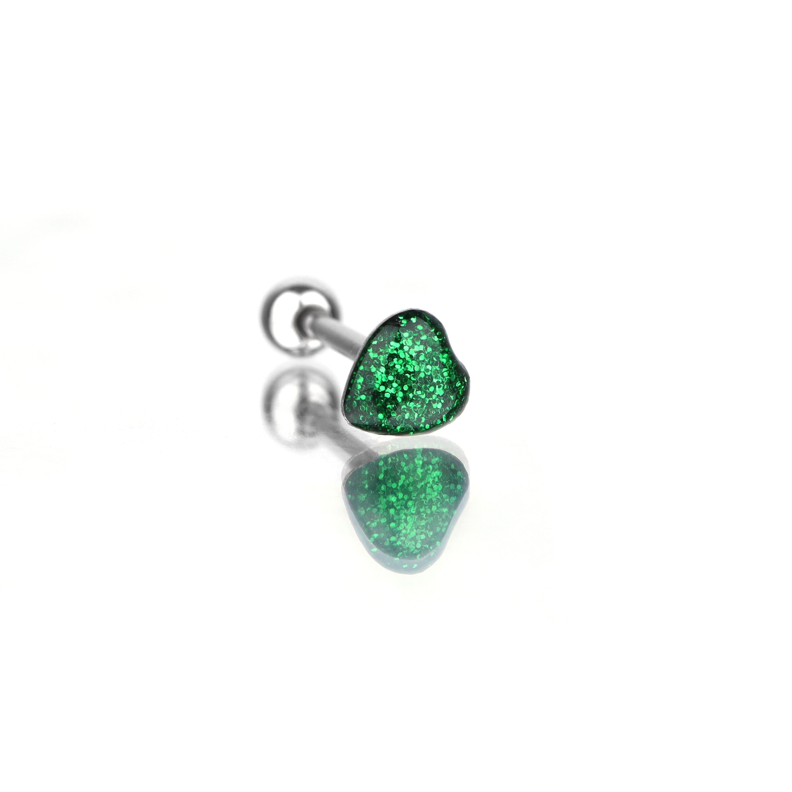 Glitter Resin Heart Oil Slick tongue stud