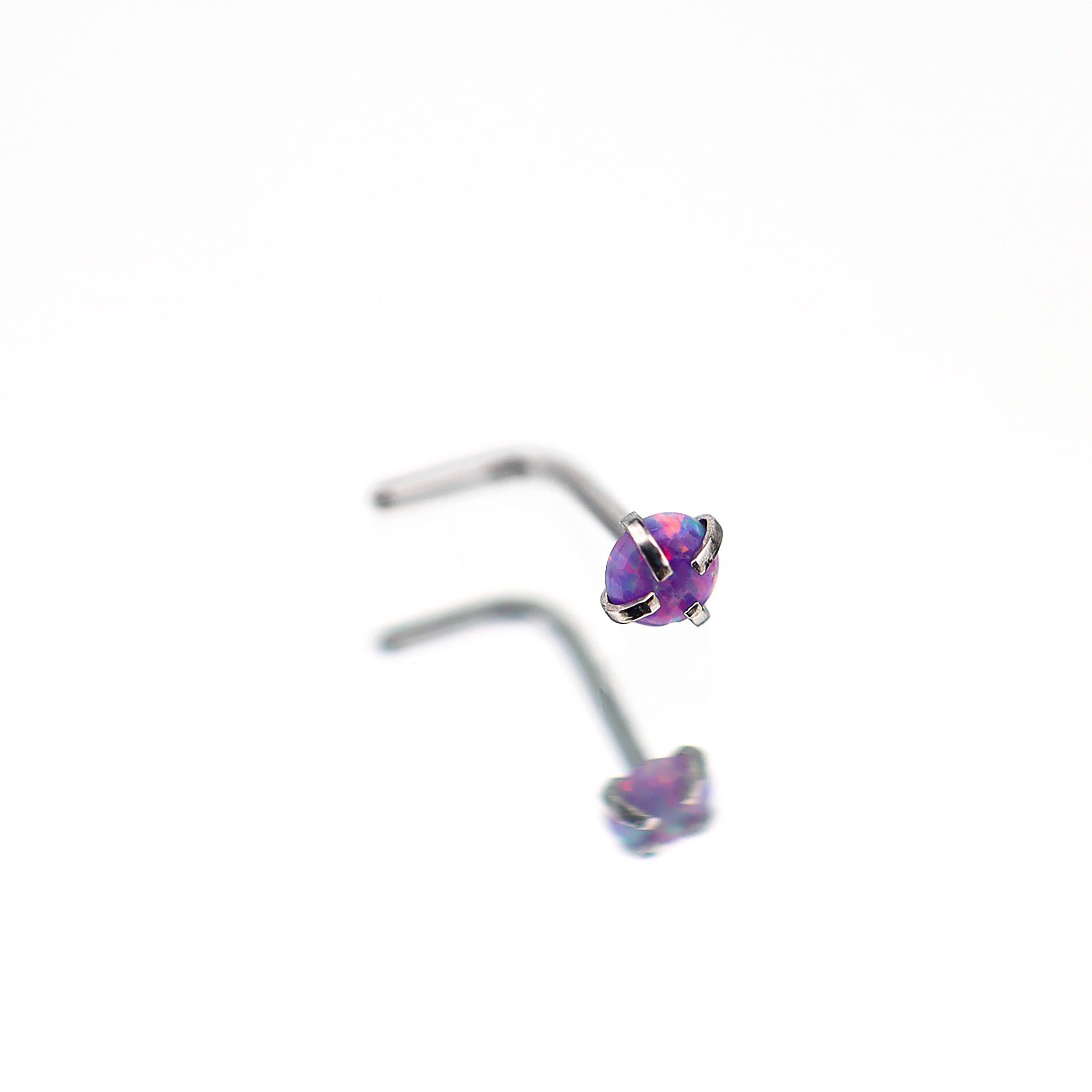 Opal L-Shape Nose Stud