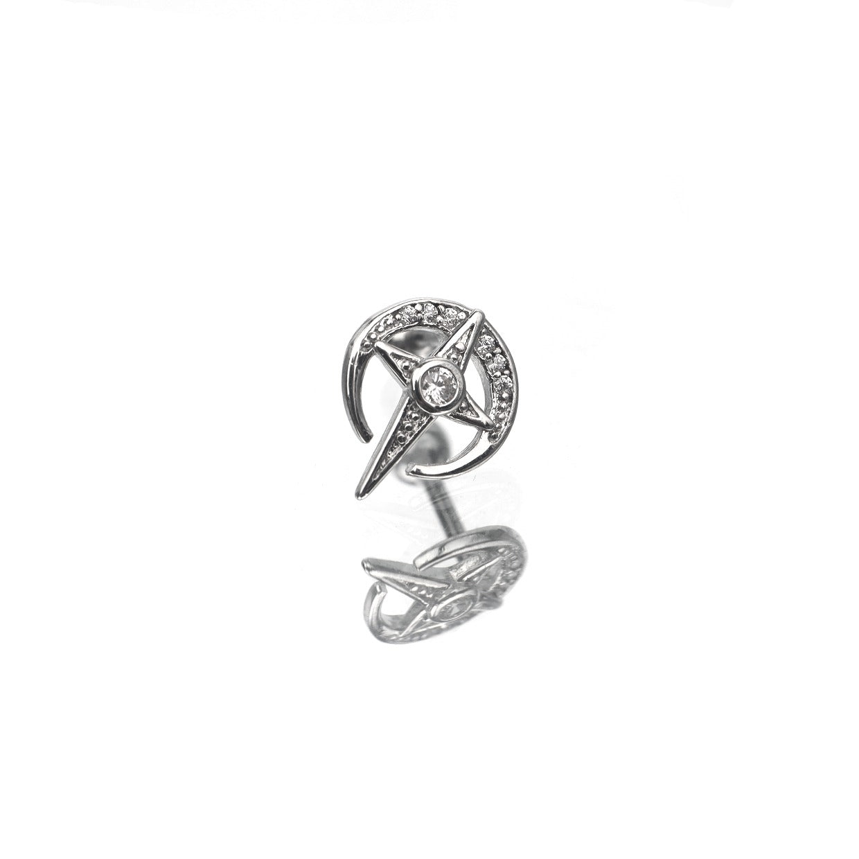 CZ Cross Star Stainless Steel Ear Studs