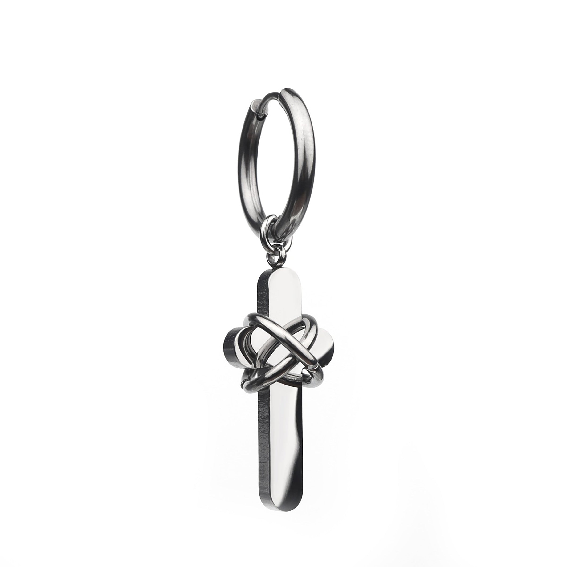 Bondage Cross Pendant Stainless Steel Earrings
