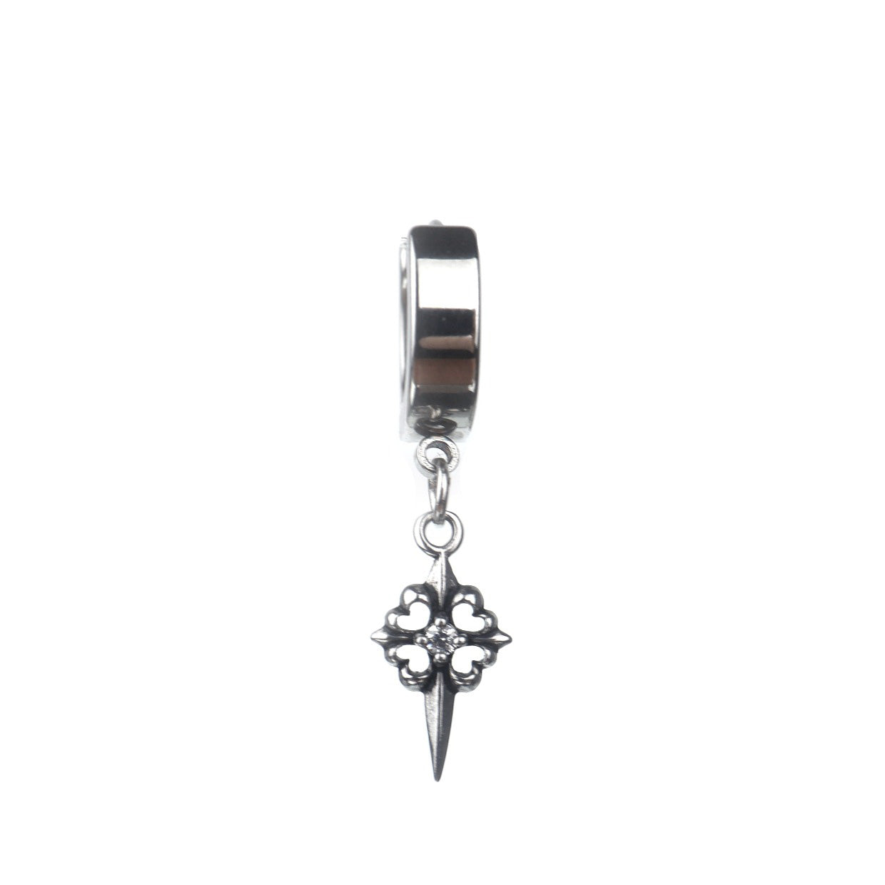 Gothic CZ Cross Stainless Steel Earrings