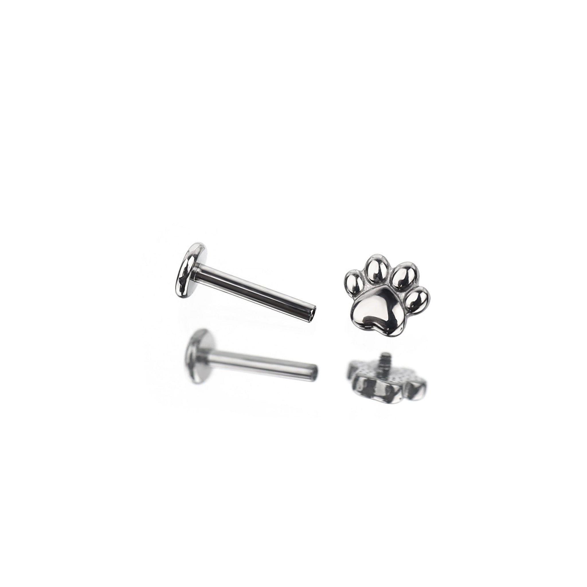 Cute Cat Paw Internally Threaded Stainless Steel Lip Ring