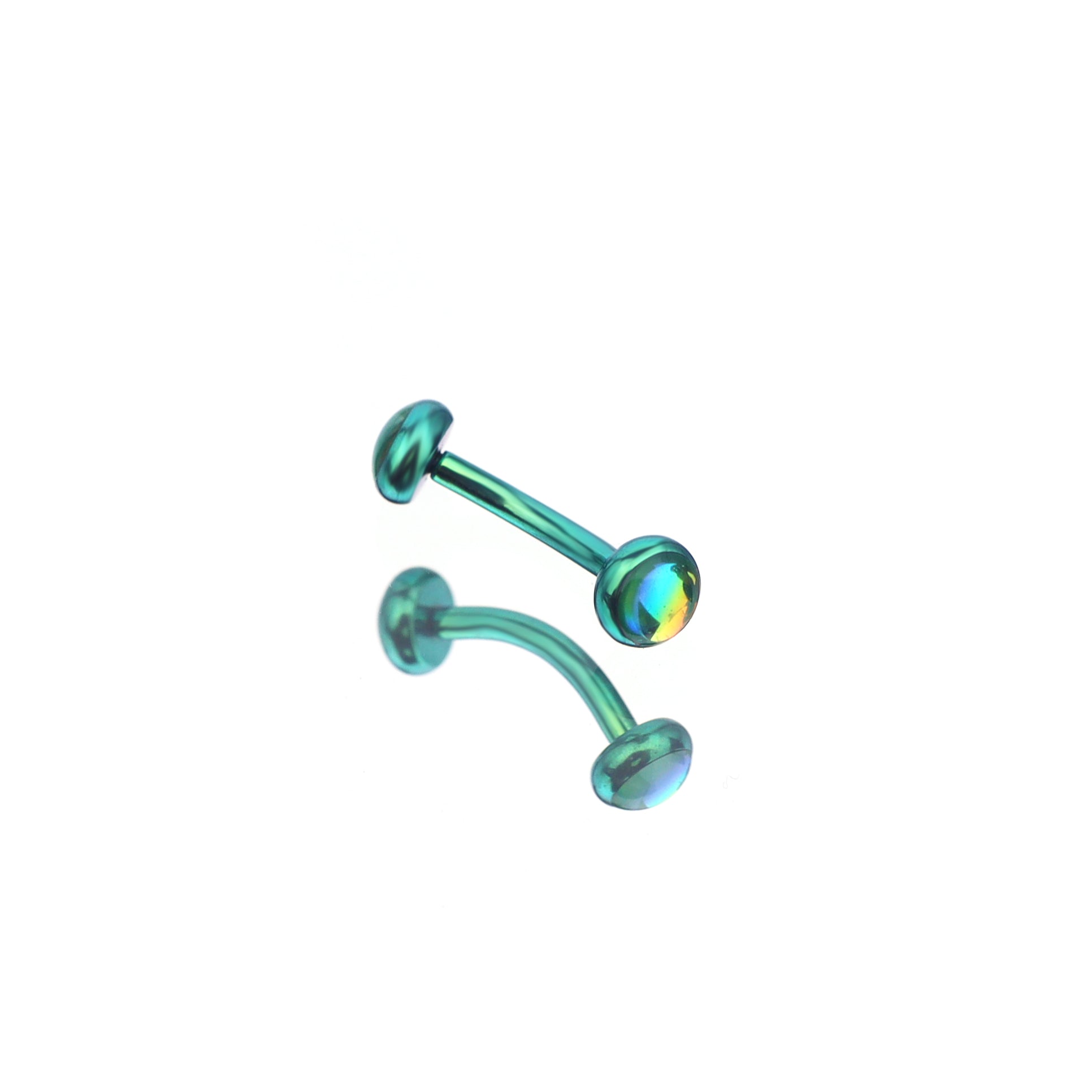 Double-Ended Rainbow Oil Slick Titanium Rook Jewelry