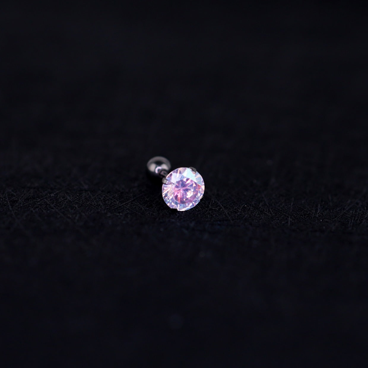 20G Thin Gauge Prong-Set CZ Titanium Ear Studs