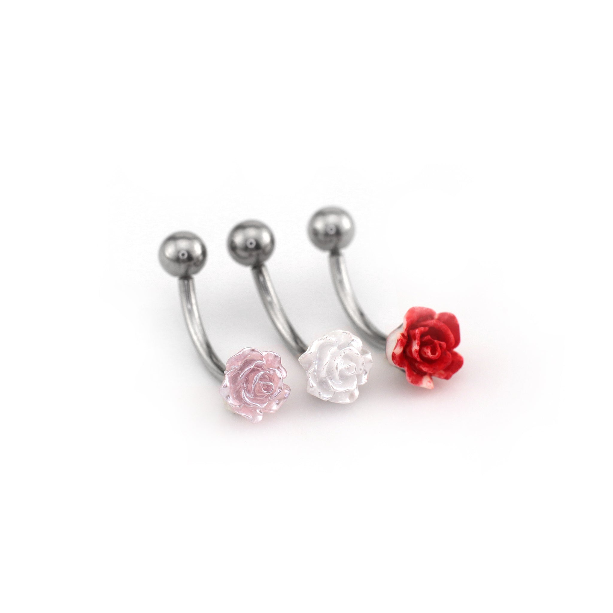 Colorful Rose Internally Threaded Stainless Steel Brow Studs