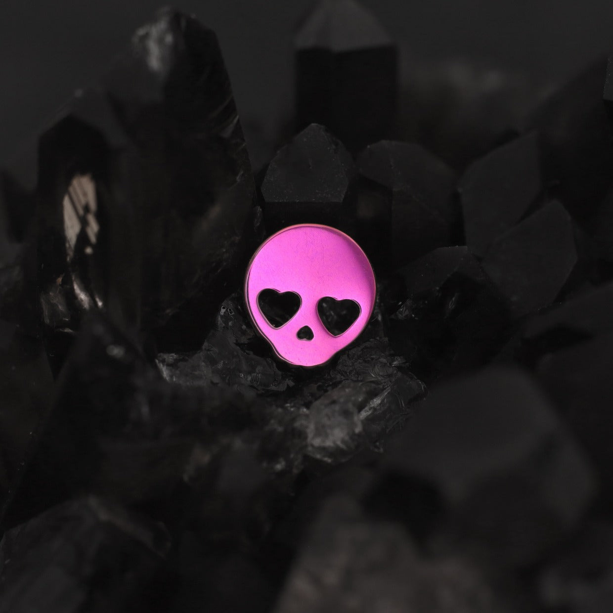 Cute Heart-Eye Skull Titanium Ear Studs