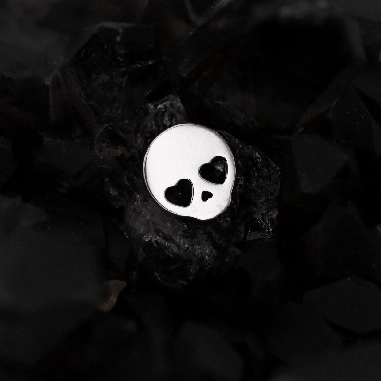Cute Heart-Eye Skull Titanium Ear Studs