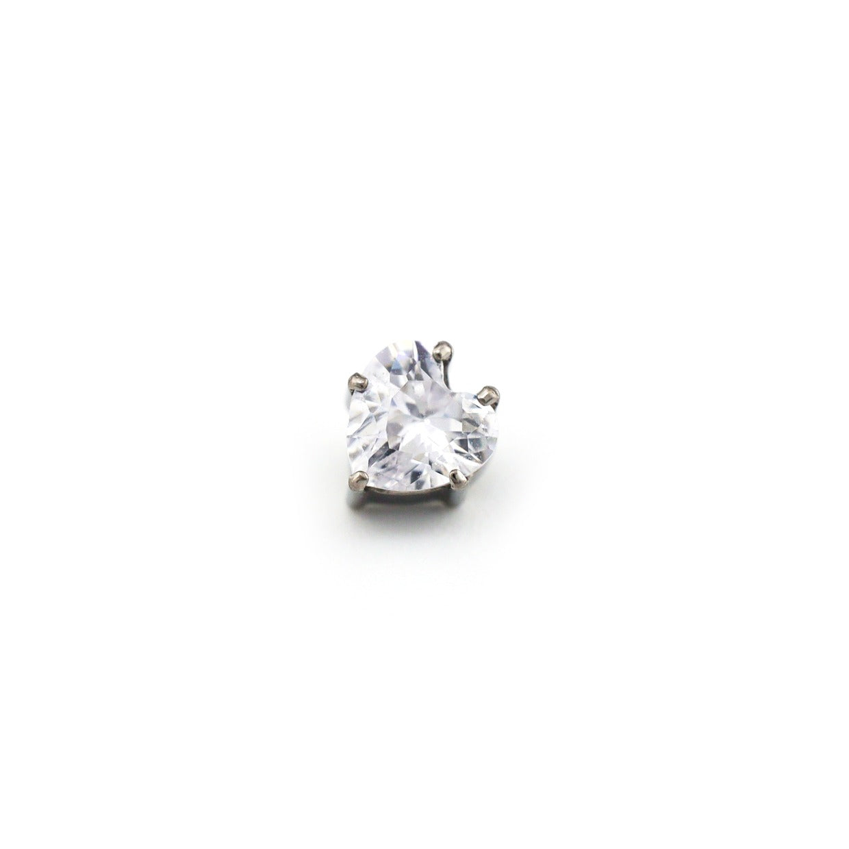 Prong-Set Heart CZ Internally Threaded Titanium Ear Studs