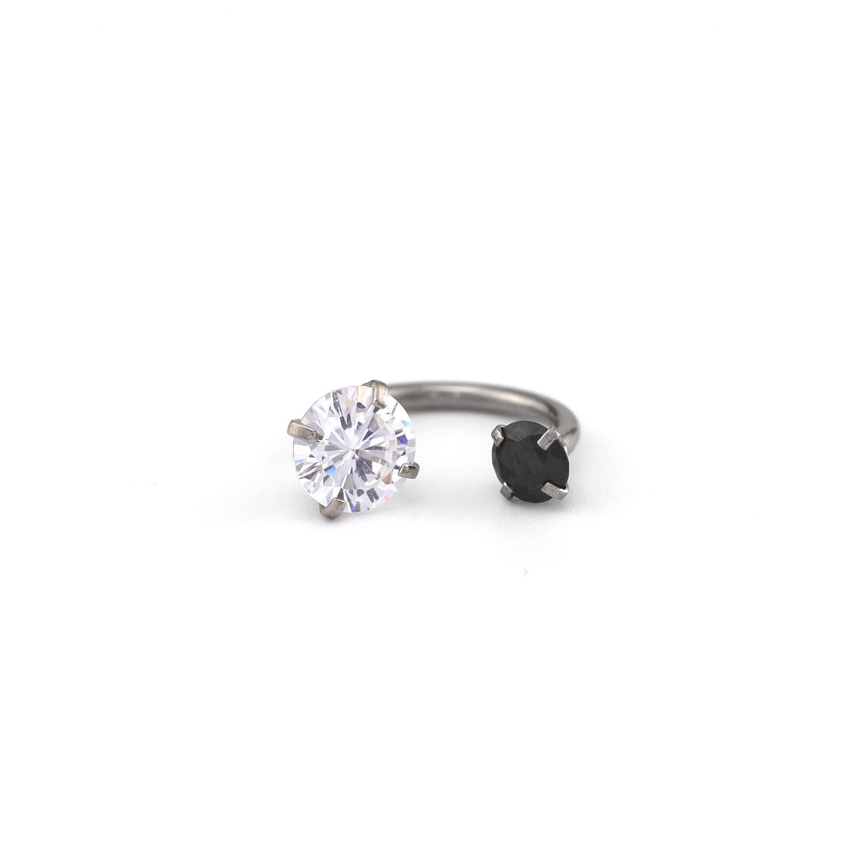 Asymmetric Rainbow CZ Stainless Steel Horseshoe Ring