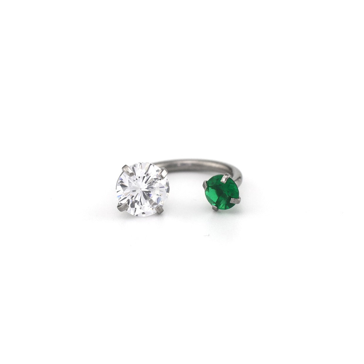 Asymmetric Rainbow CZ Stainless Steel Horseshoe Ring