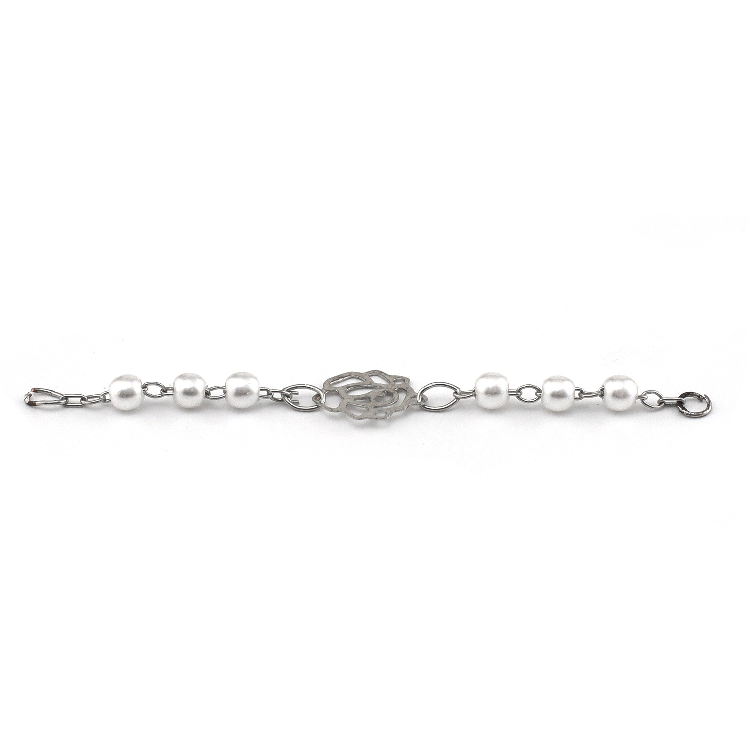 Openwork Heart & Rose Faux Pearl Ear Chain