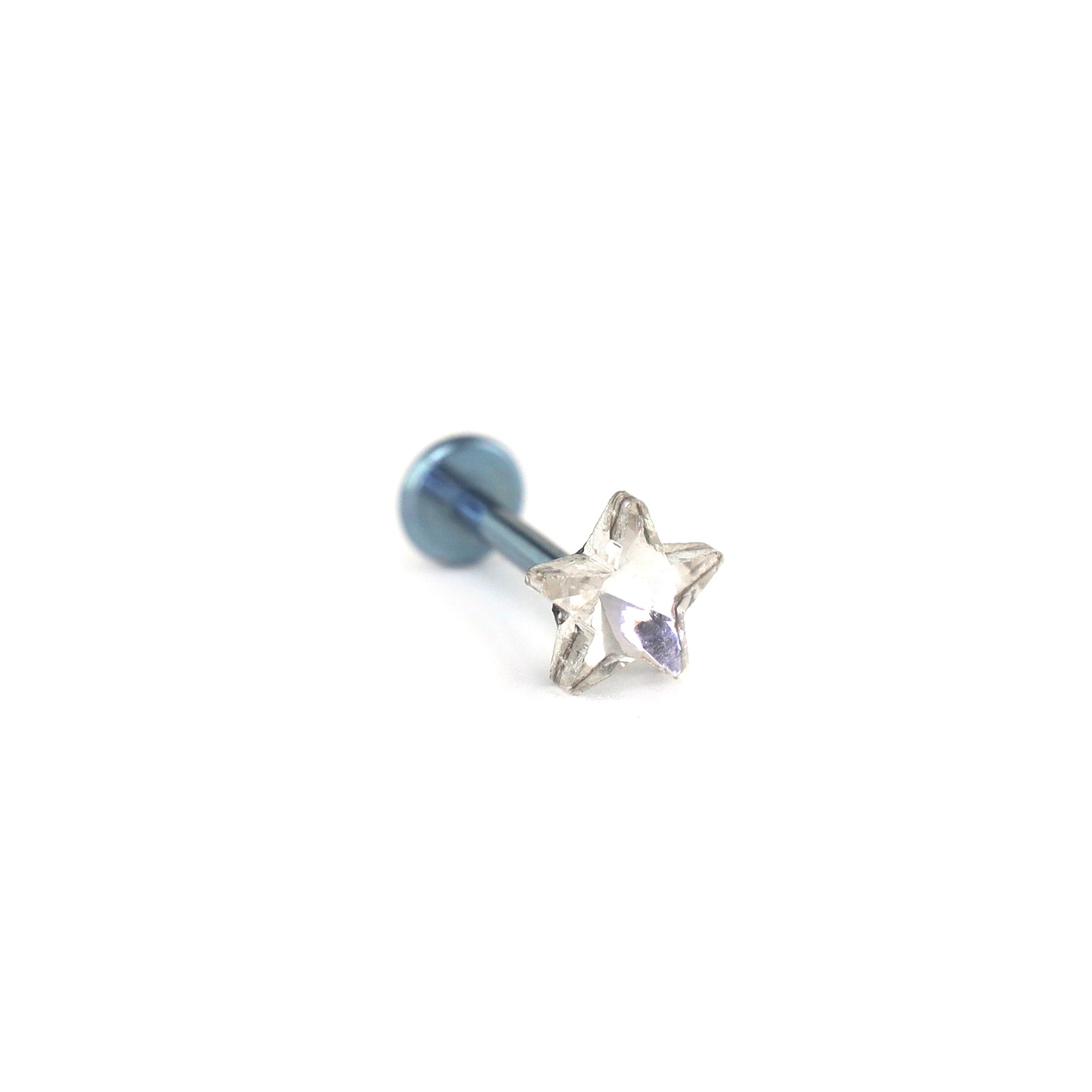 Crystal Star Internally Threaded Titanium Labret Stud
