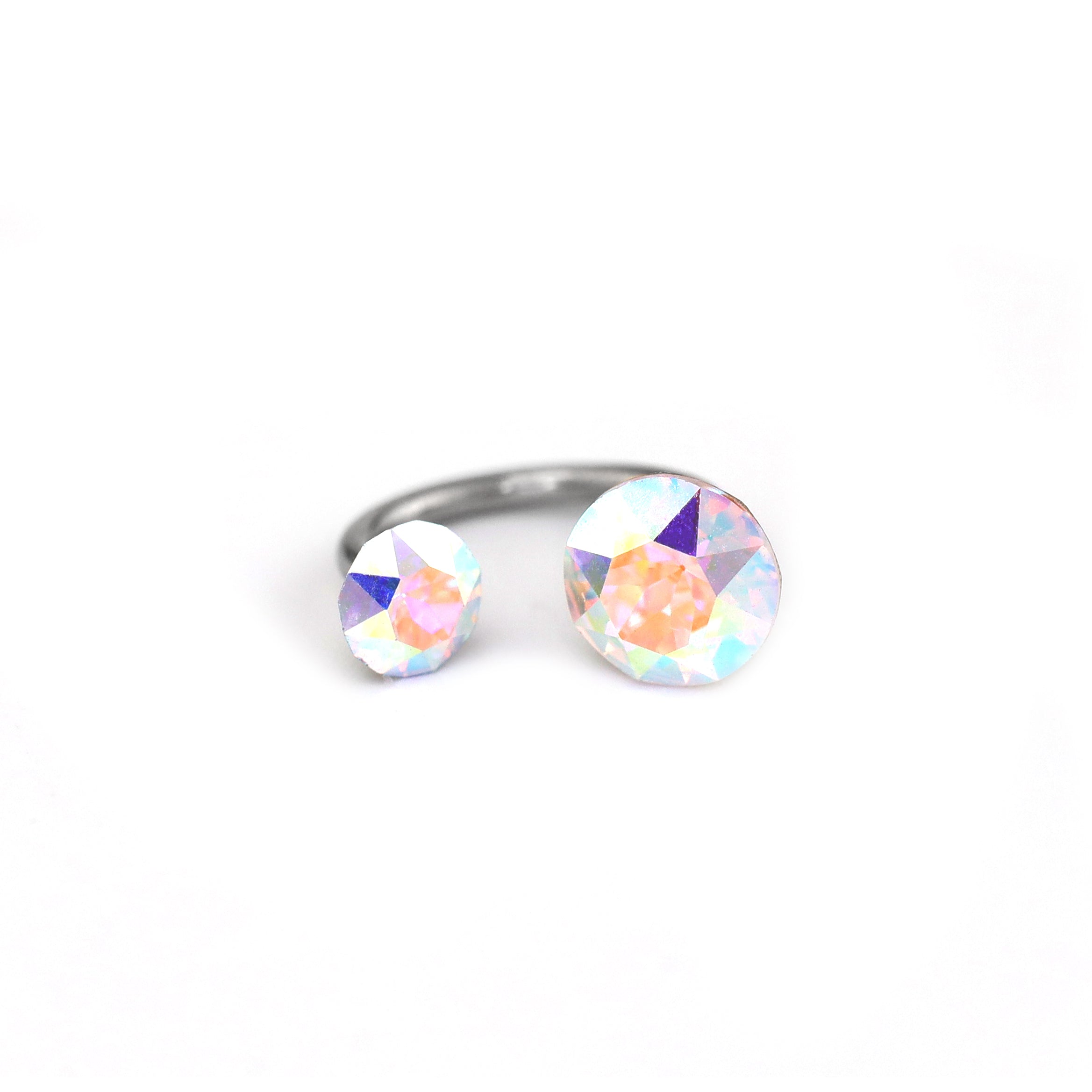 Asymmetric High-Shine Bezel-Set CZ Titanium Horseshoe Ring
