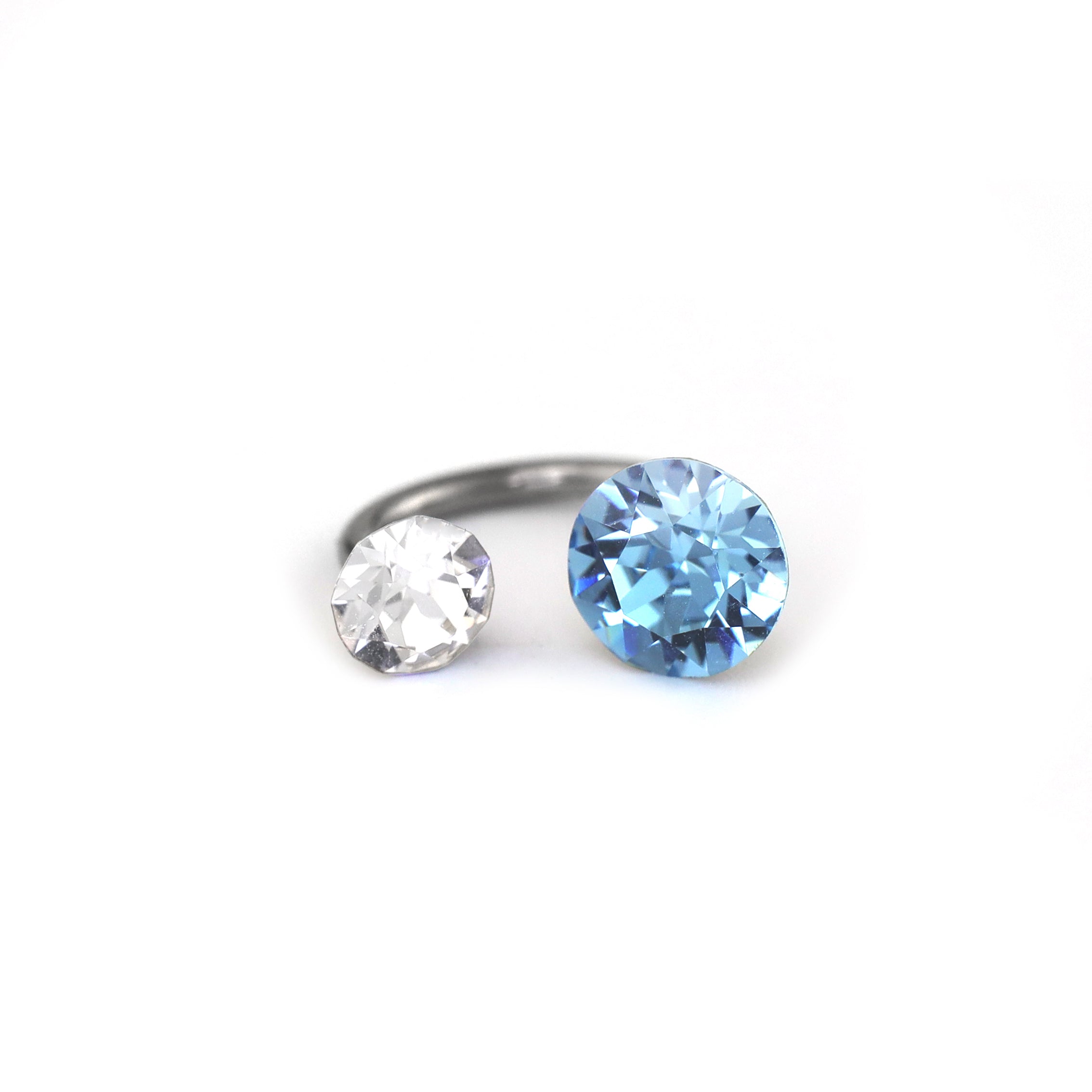 Asymmetric High-Shine Bezel-Set CZ Titanium Horseshoe Ring