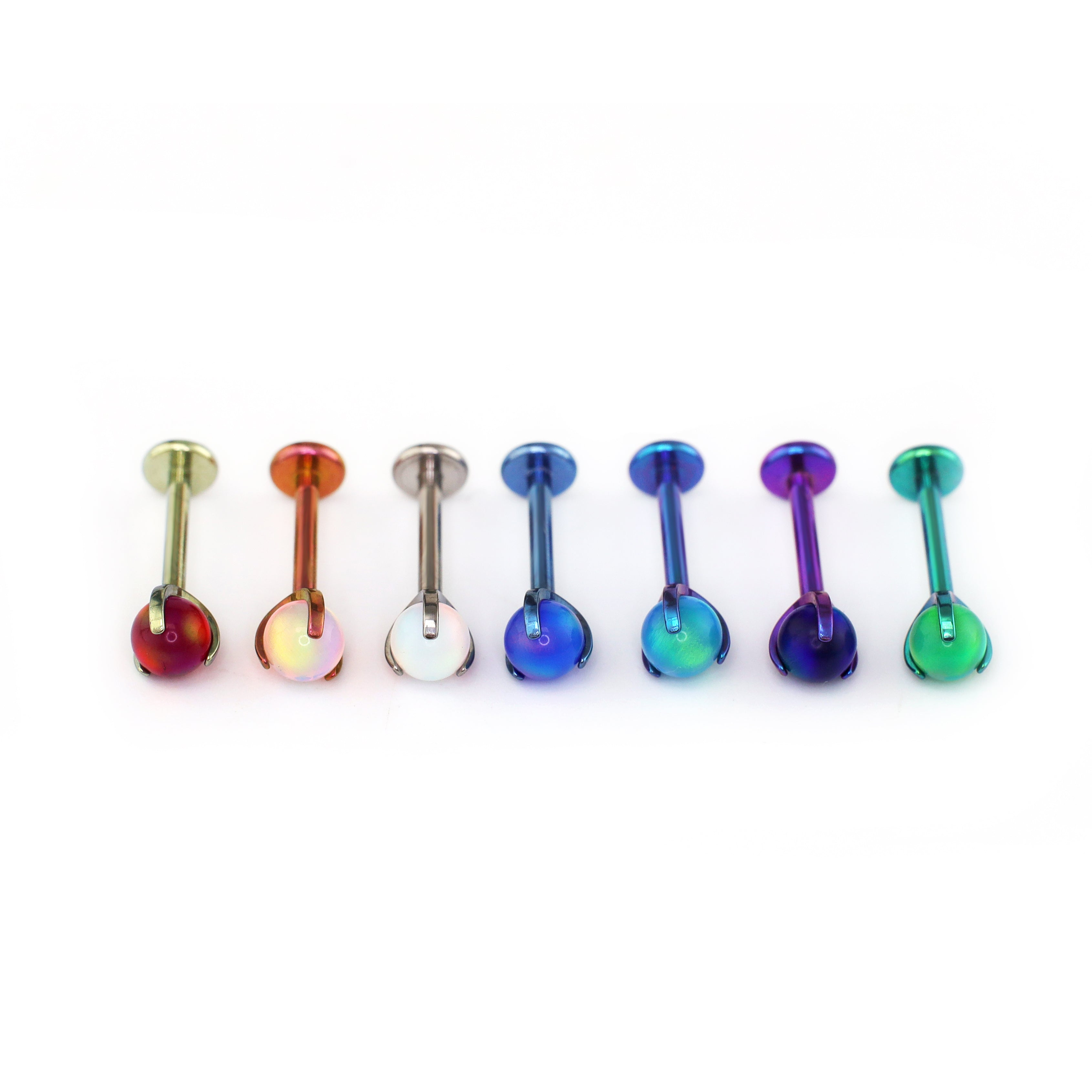 High-Saturation Nebula Opal Internally Threaded Titanium Studs