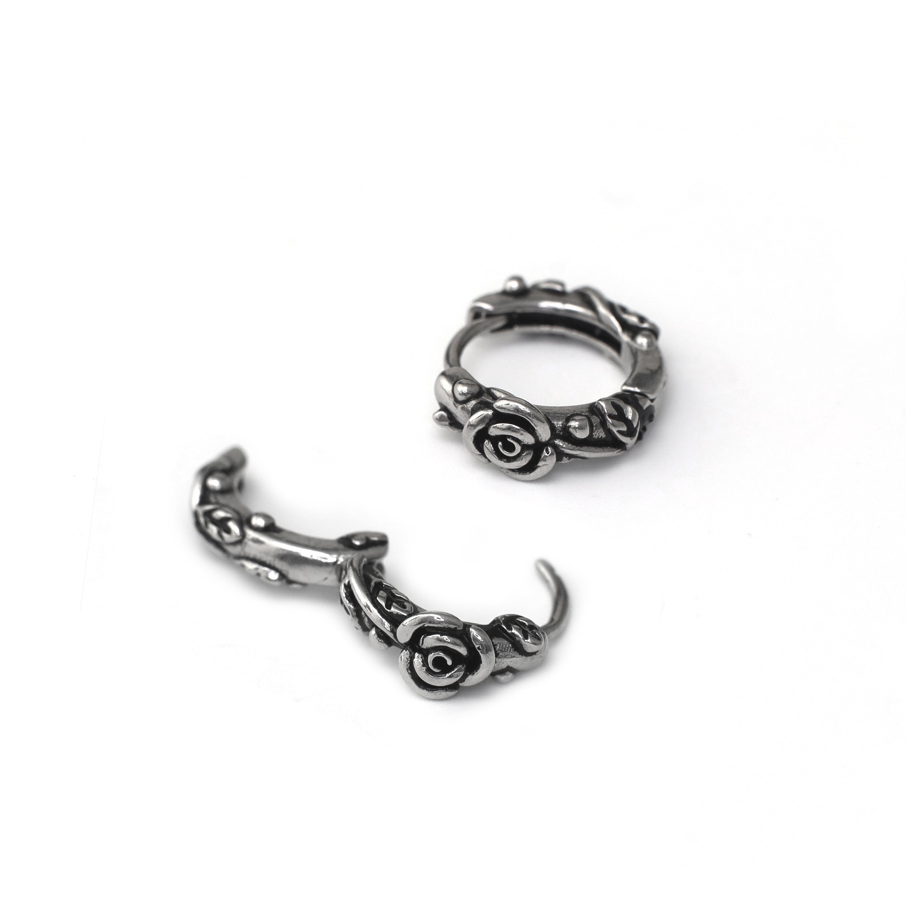 3D Rose Stainless Steel Earrings