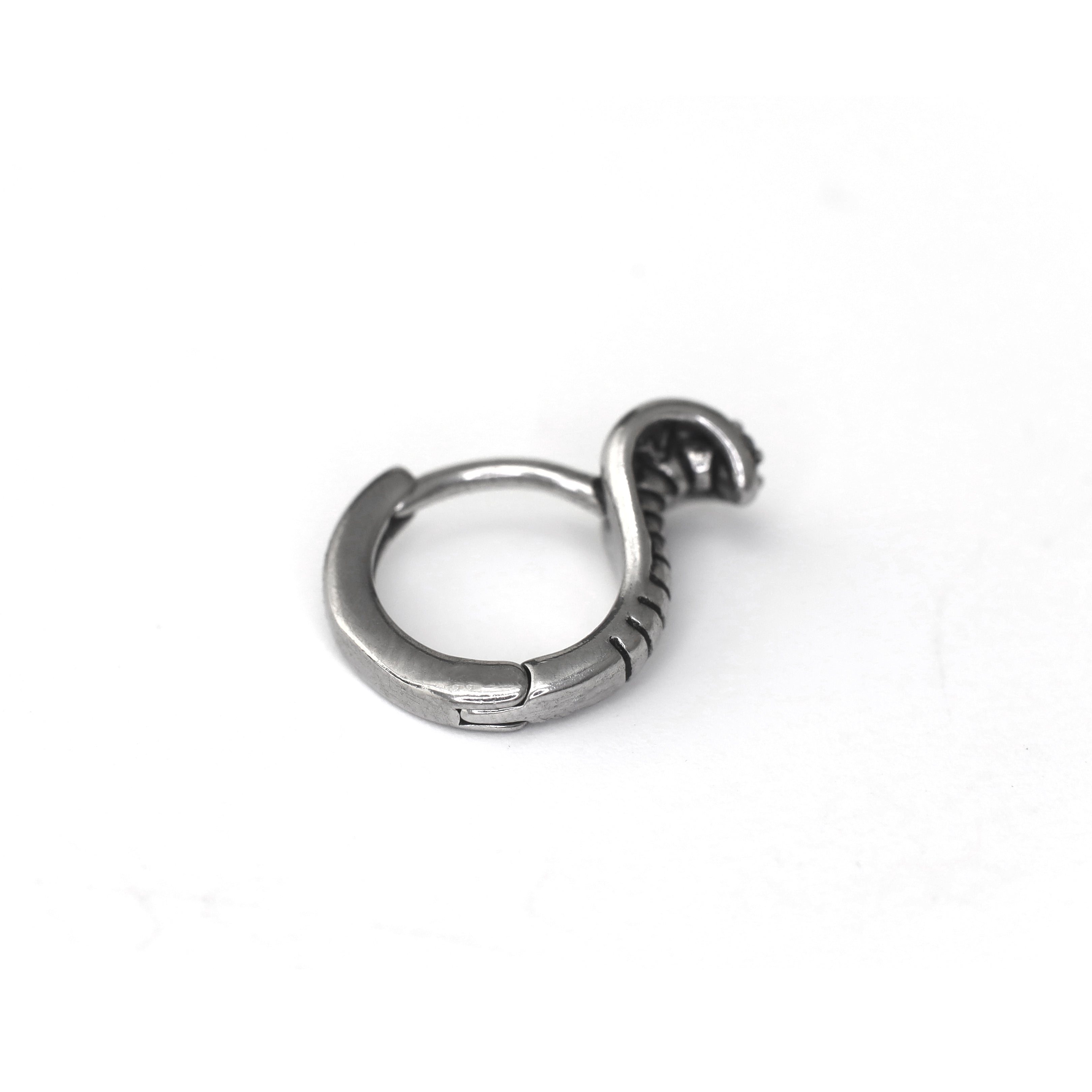 White CZ Eyed Serpent 3D Stainless Steel Stainless Steel