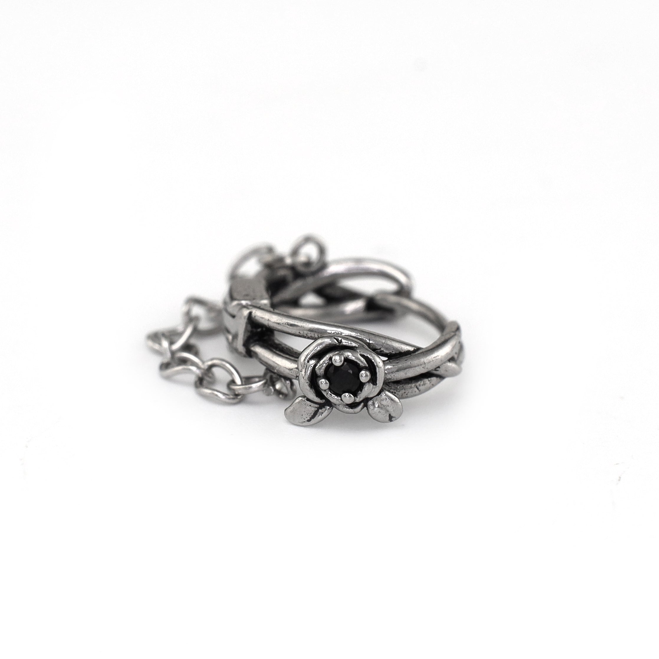 Rose Vine Drop Chain Stainless Steel Earrings