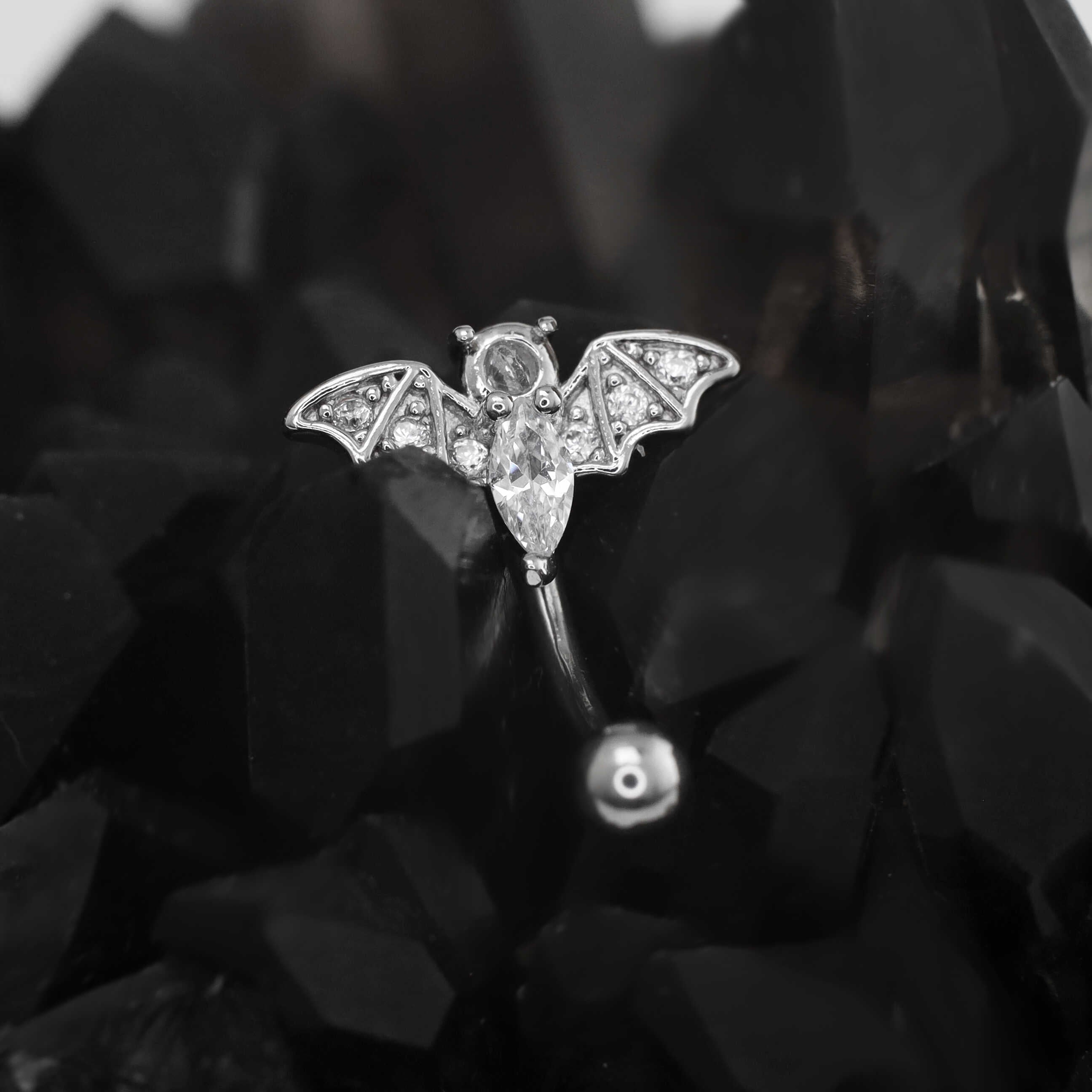 CZ Bat Externally Threaded Stainless Steel Brow Studs