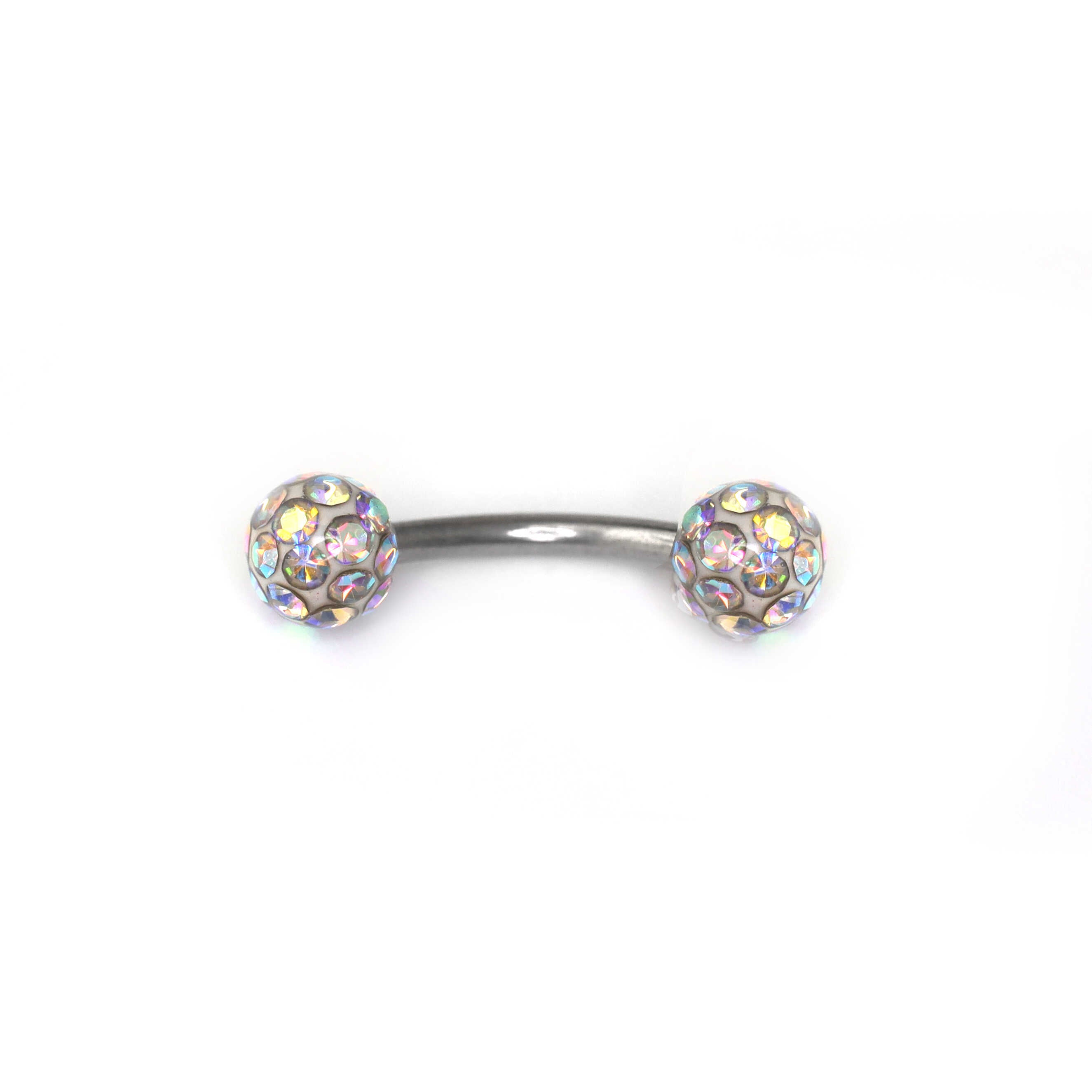 16G Full CZ Externally Threaded Stainless Steel Brow Studs