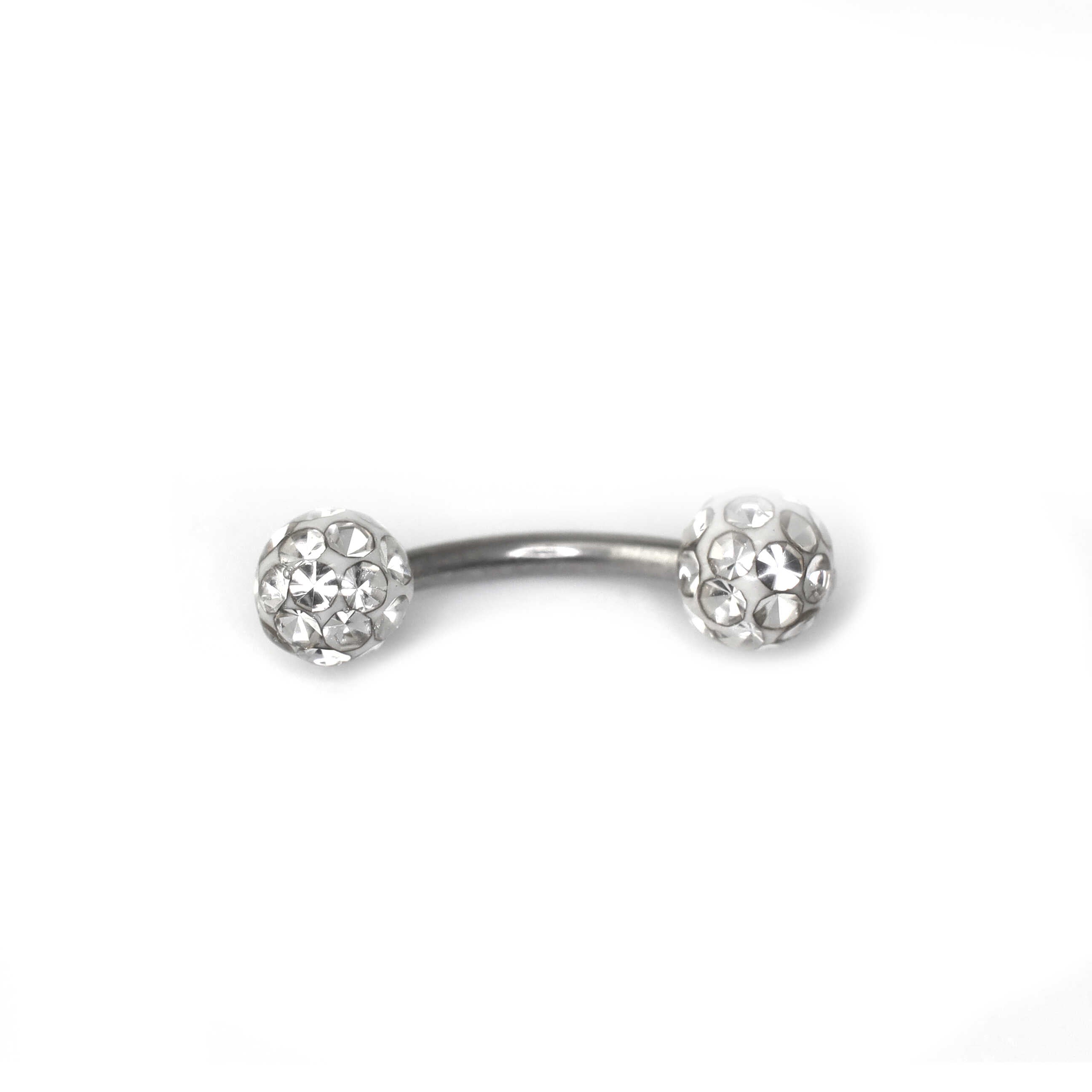 16G Full CZ Externally Threaded Stainless Steel Brow Studs