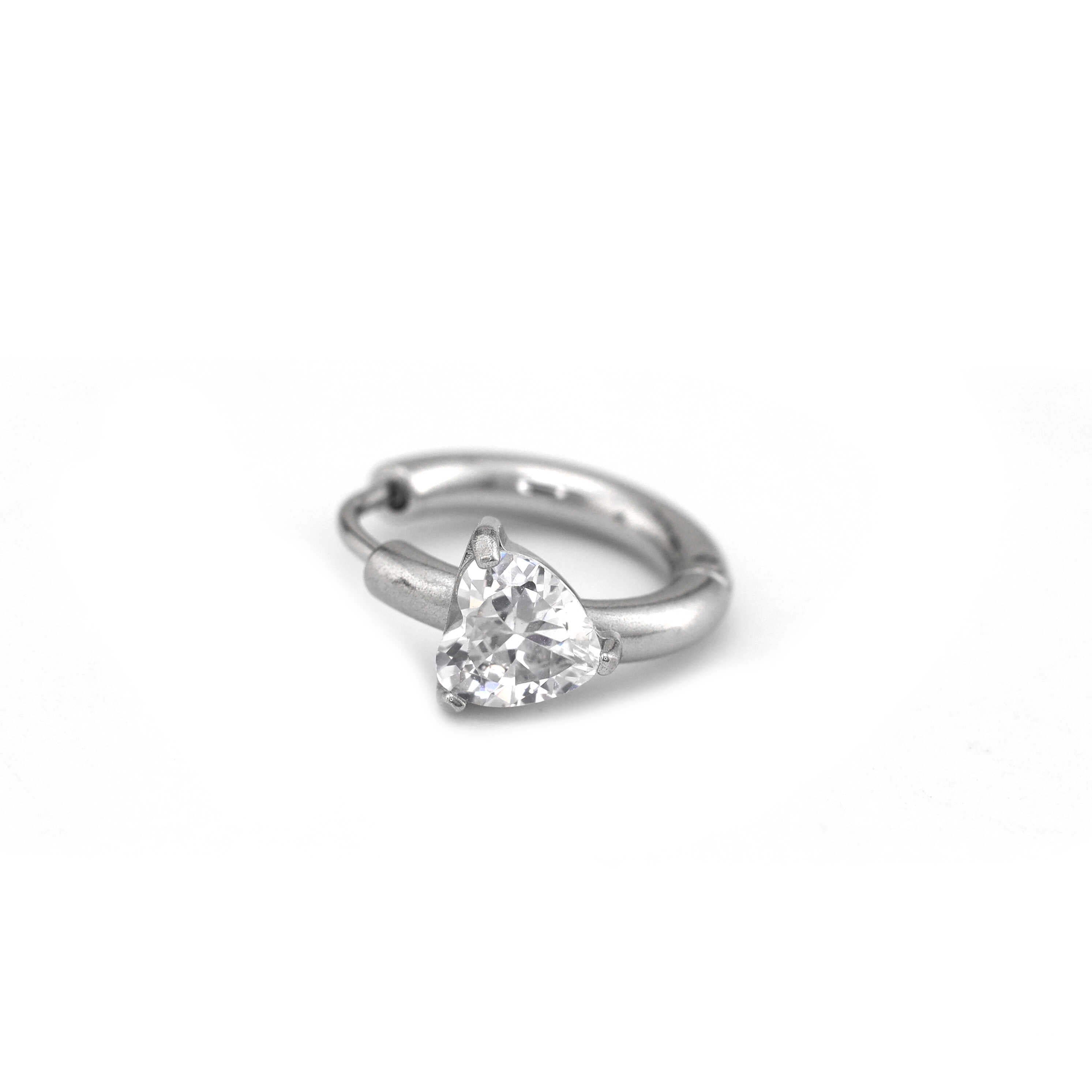 Large Heart CZ Stainless Steel Earrings