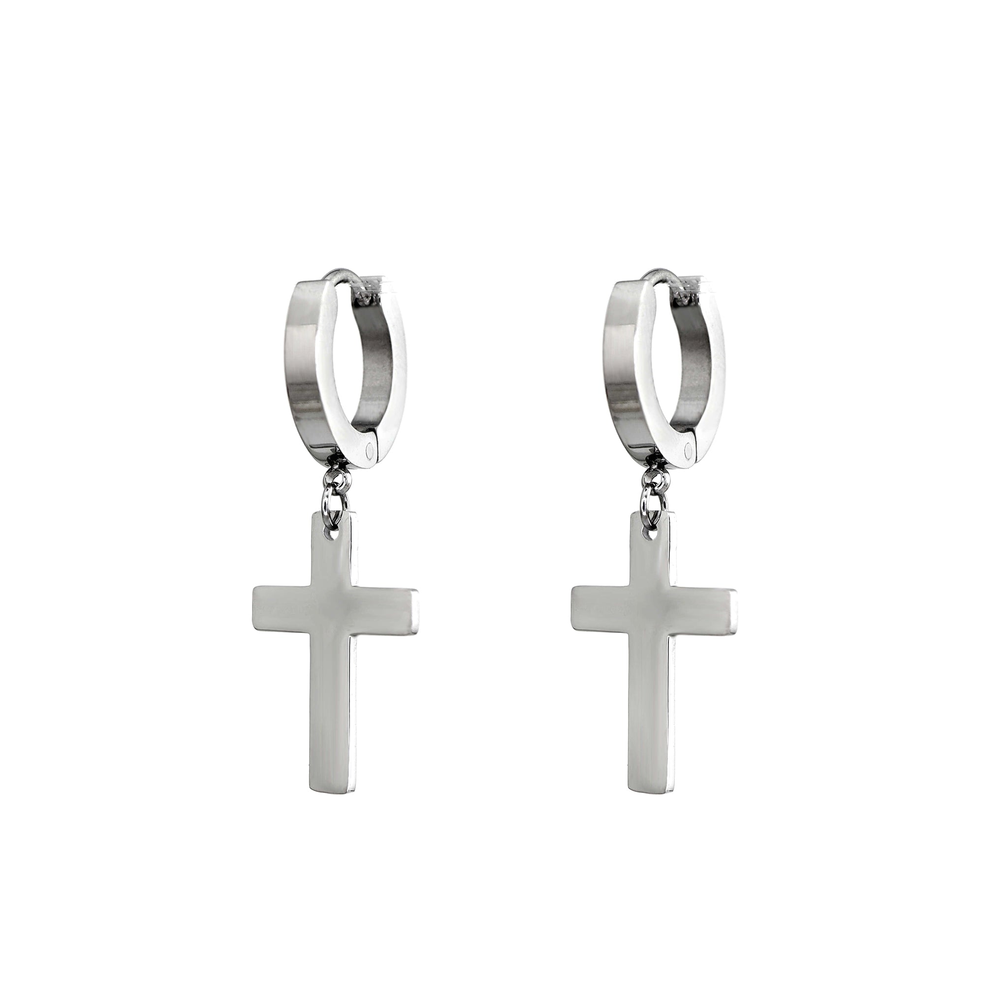Mirror-Finish Cross Stainless Steel Earrings ph2