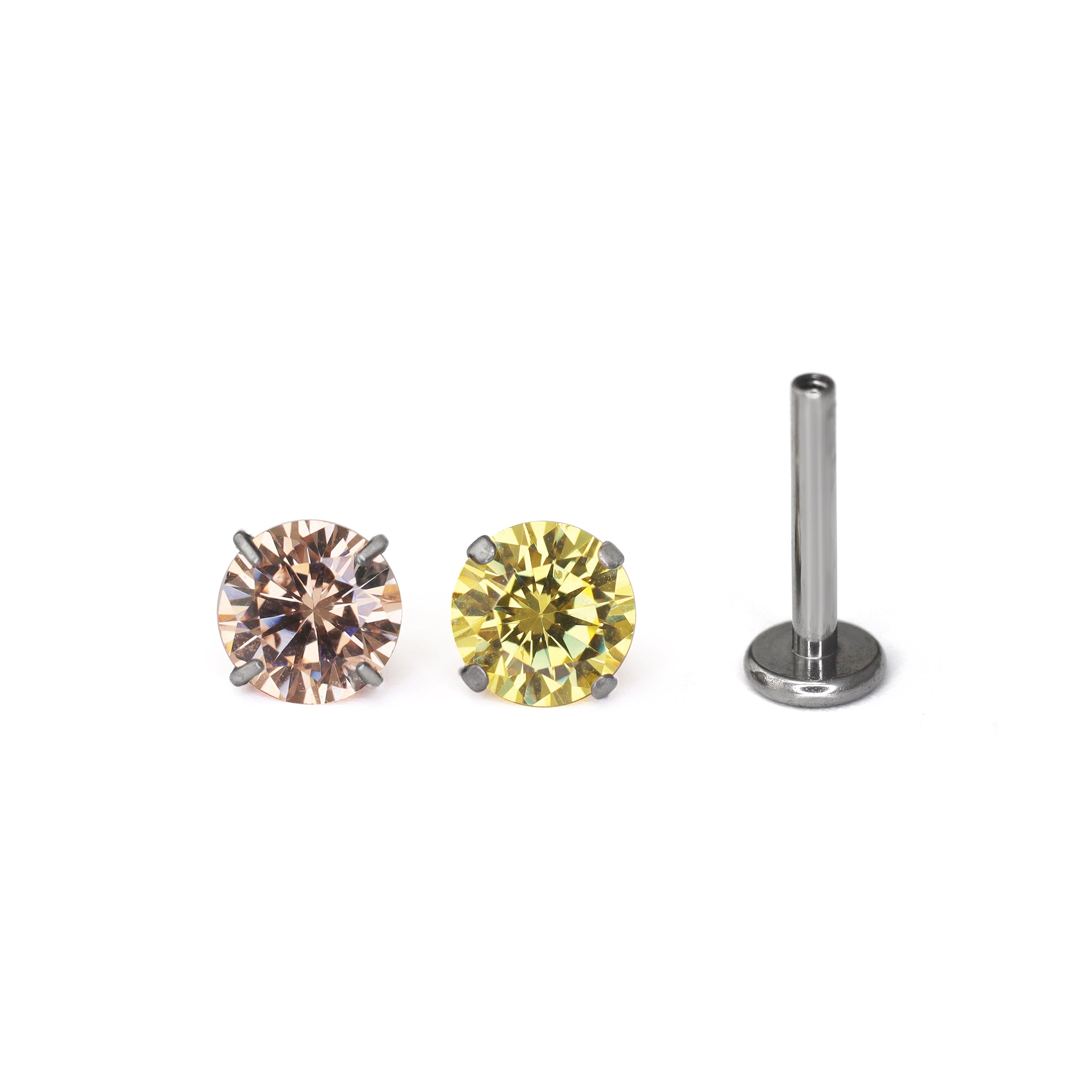 Yellow CZ Internally Threaded Titanium Studs ph2