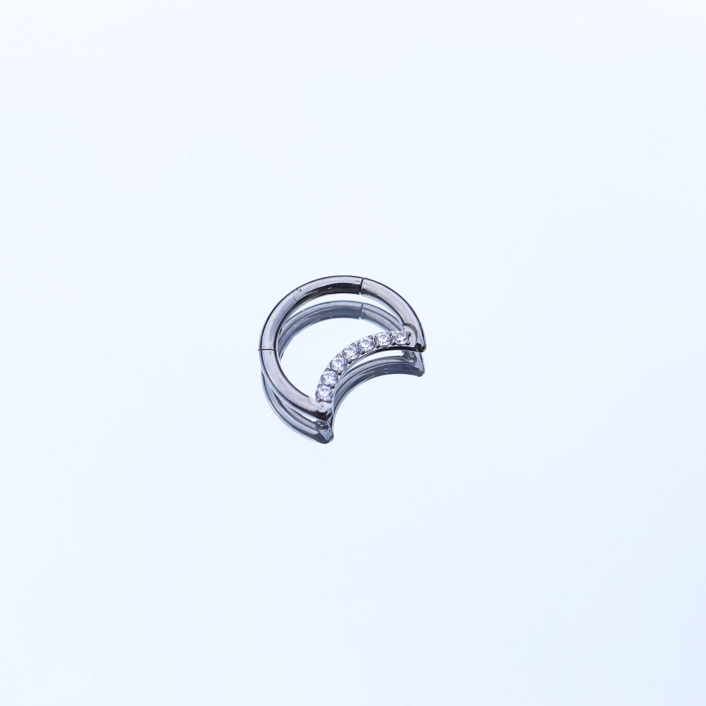 16G Moon CZ Titanium Segment Hoop