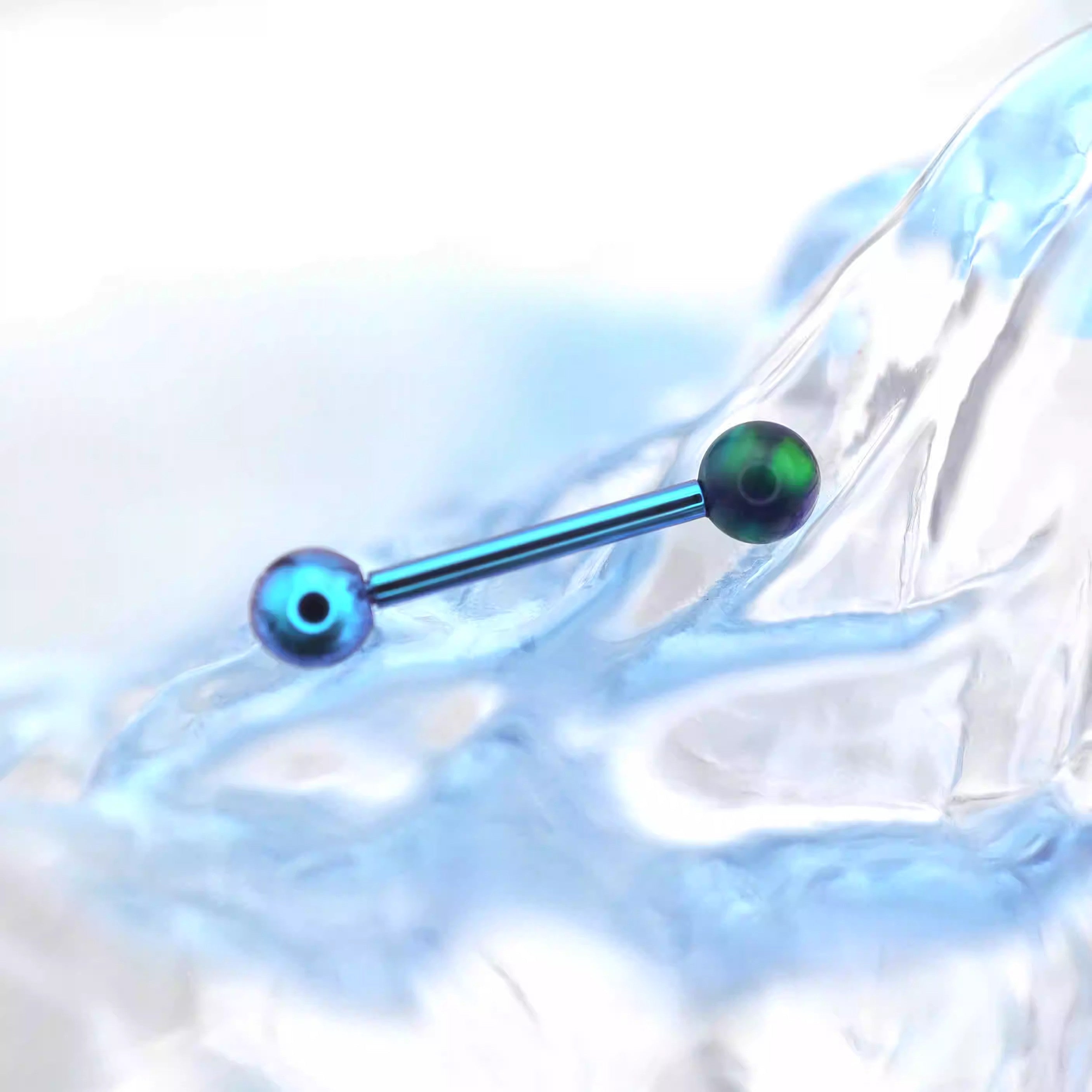 14G Opal Internally Threaded Titanium barbell studs