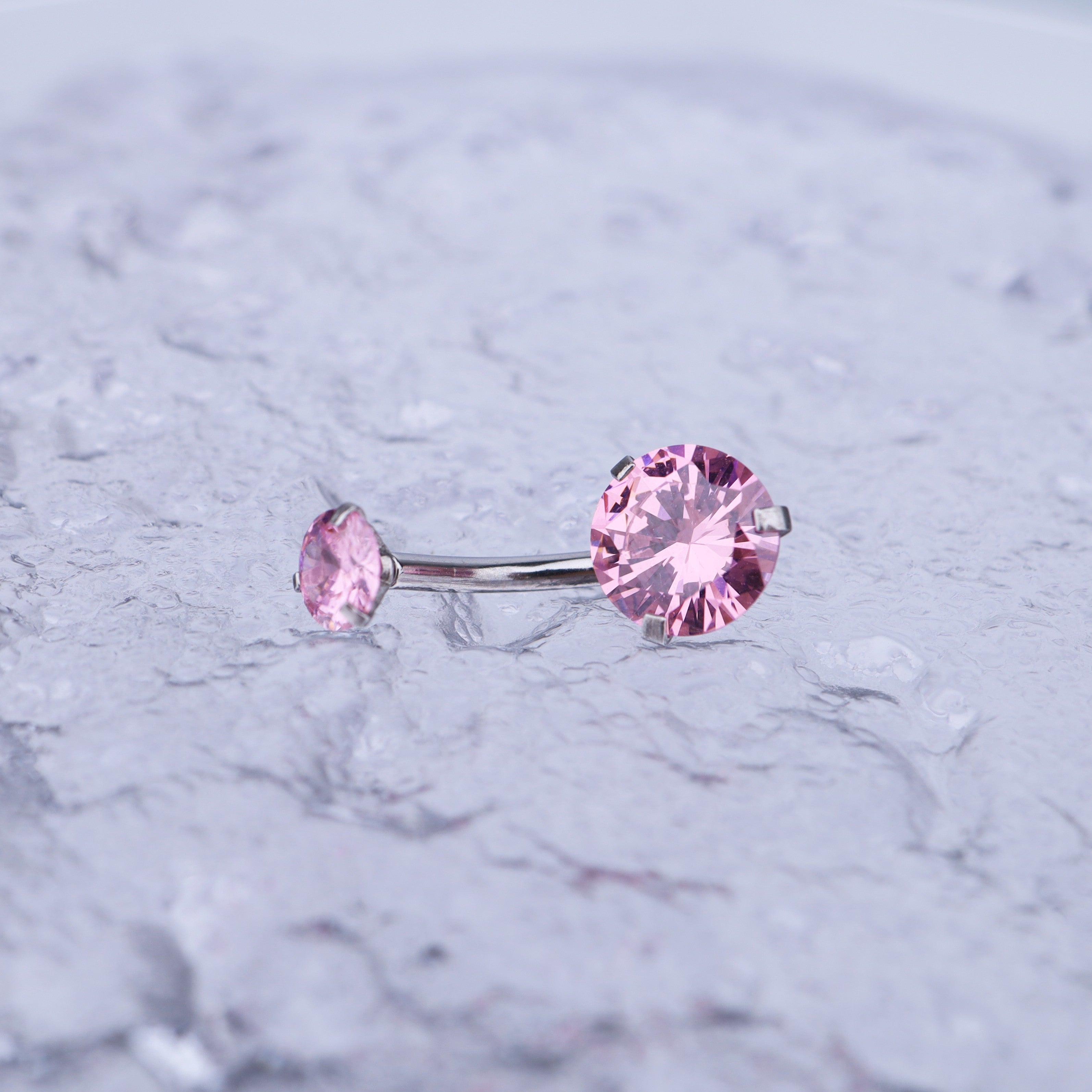 Round CZ Stainless Steel Belly Ring