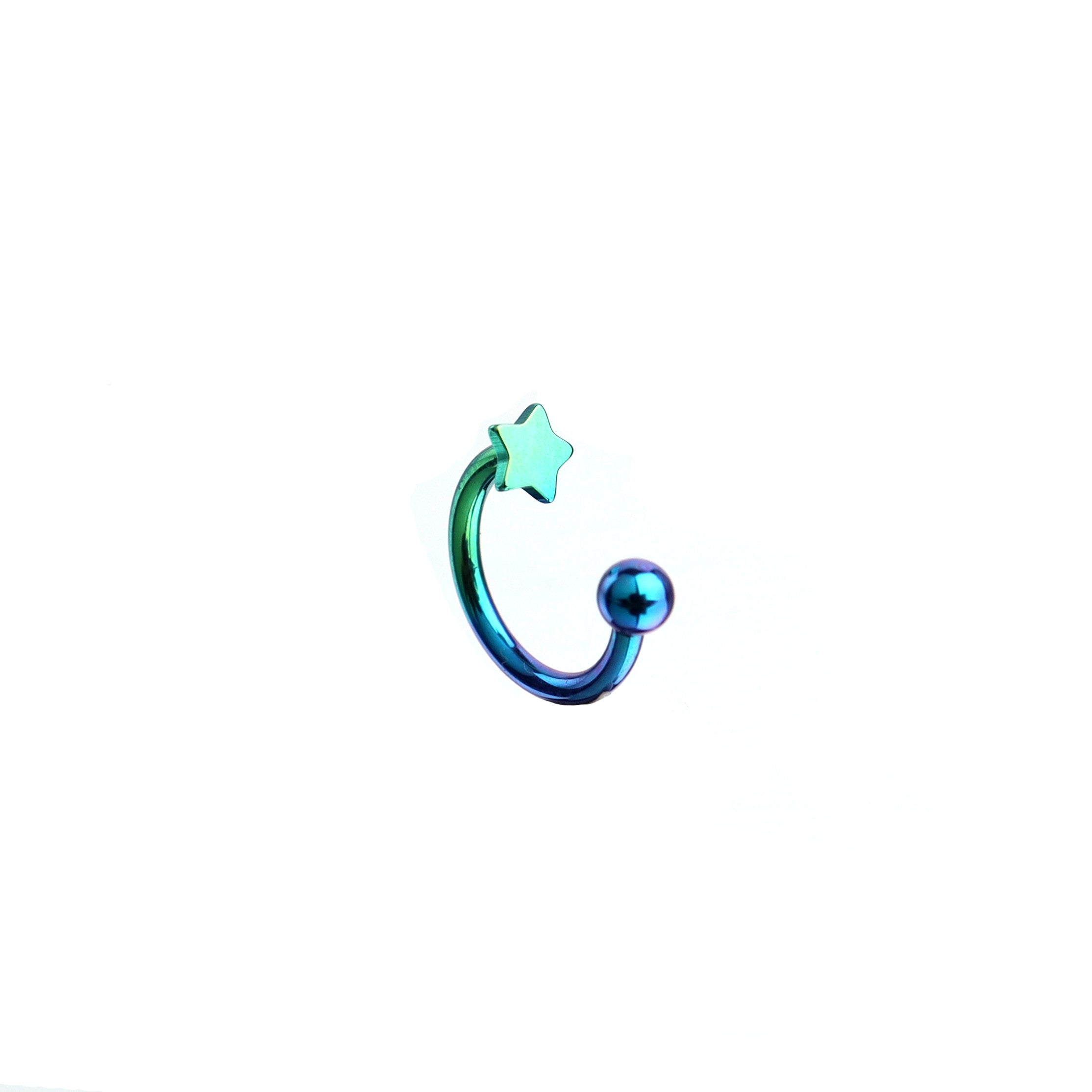 16G Star Titanium Internally Threaded Horseshoe Ring