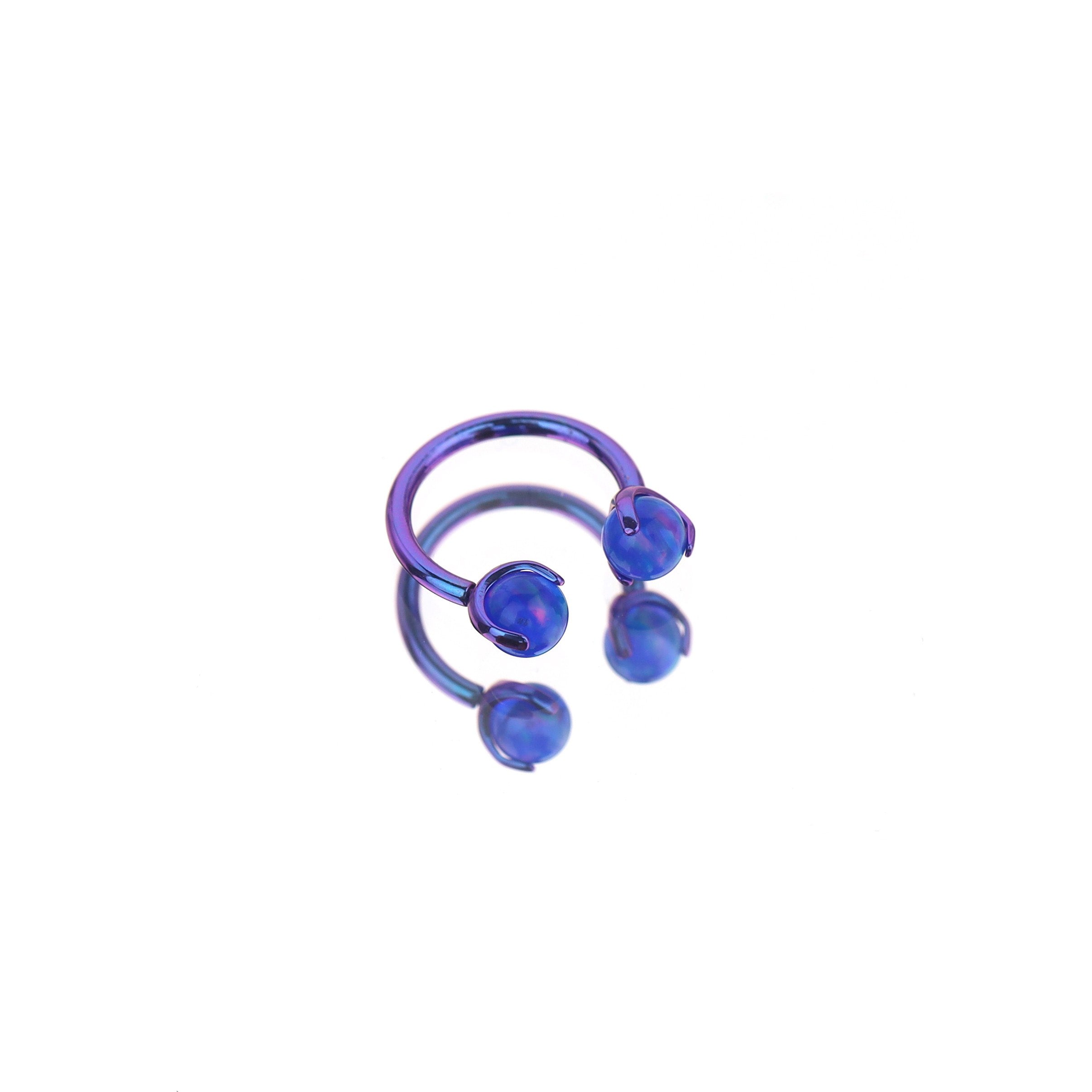 Opal Internally Threaded Titanium Horseshoe Ring