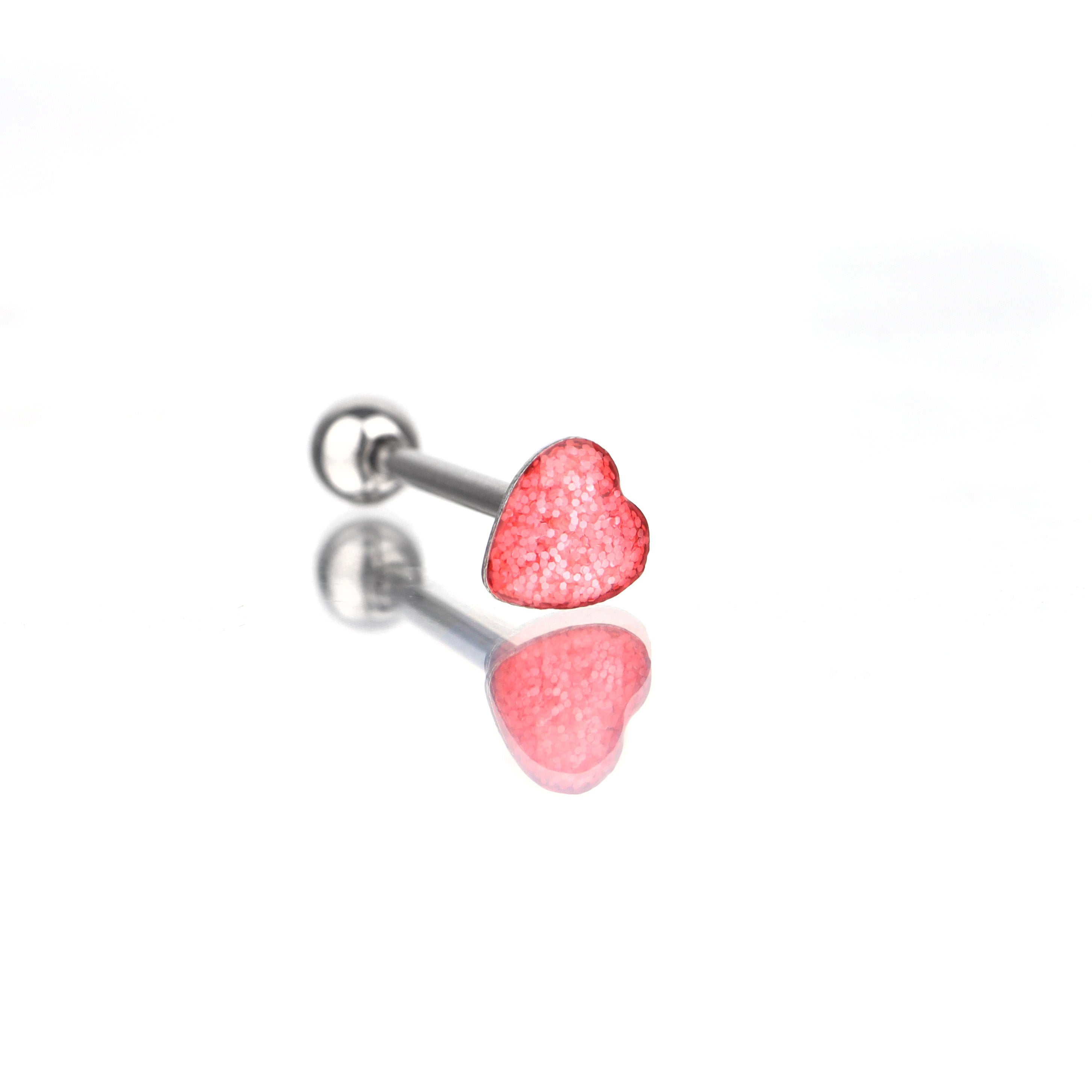 Glitter Resin Heart Oil Slick tongue stud