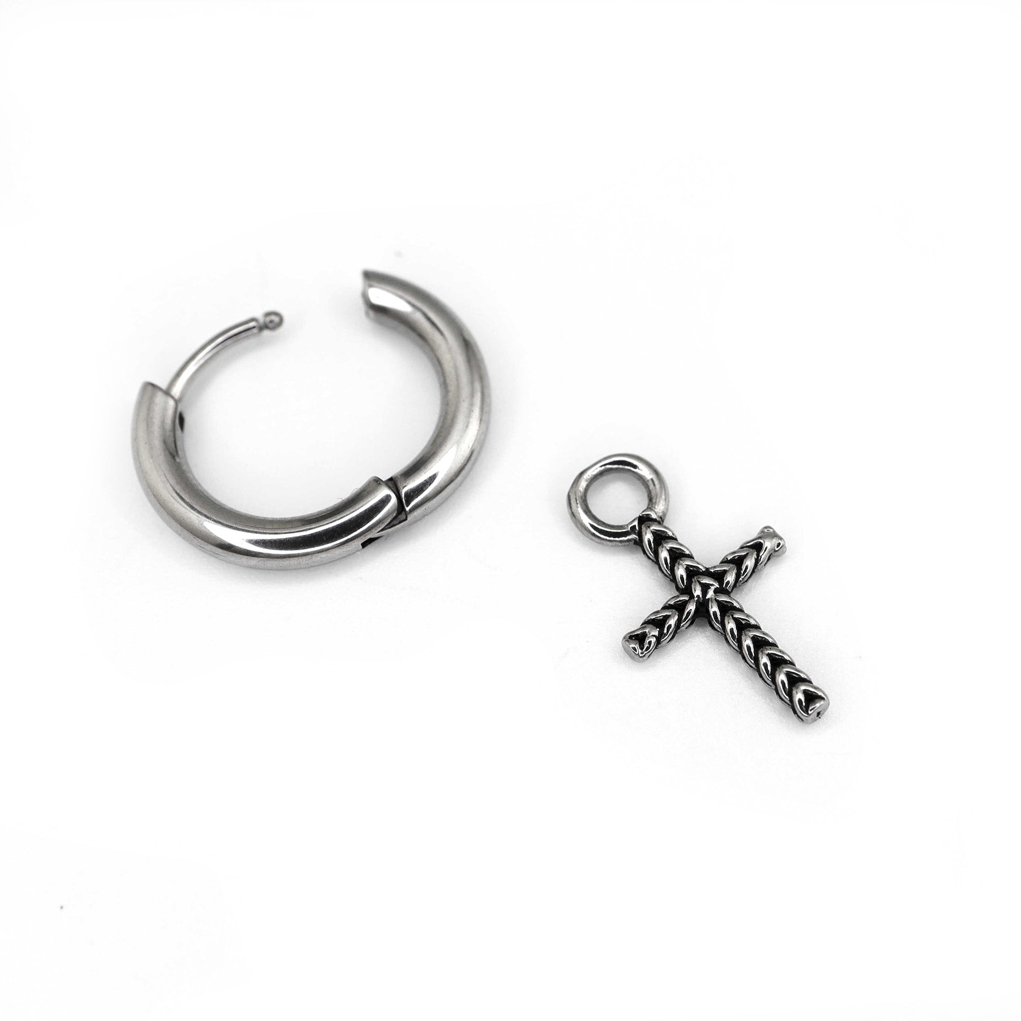 Woven Cross Pendant stainless steel Earrings ph1