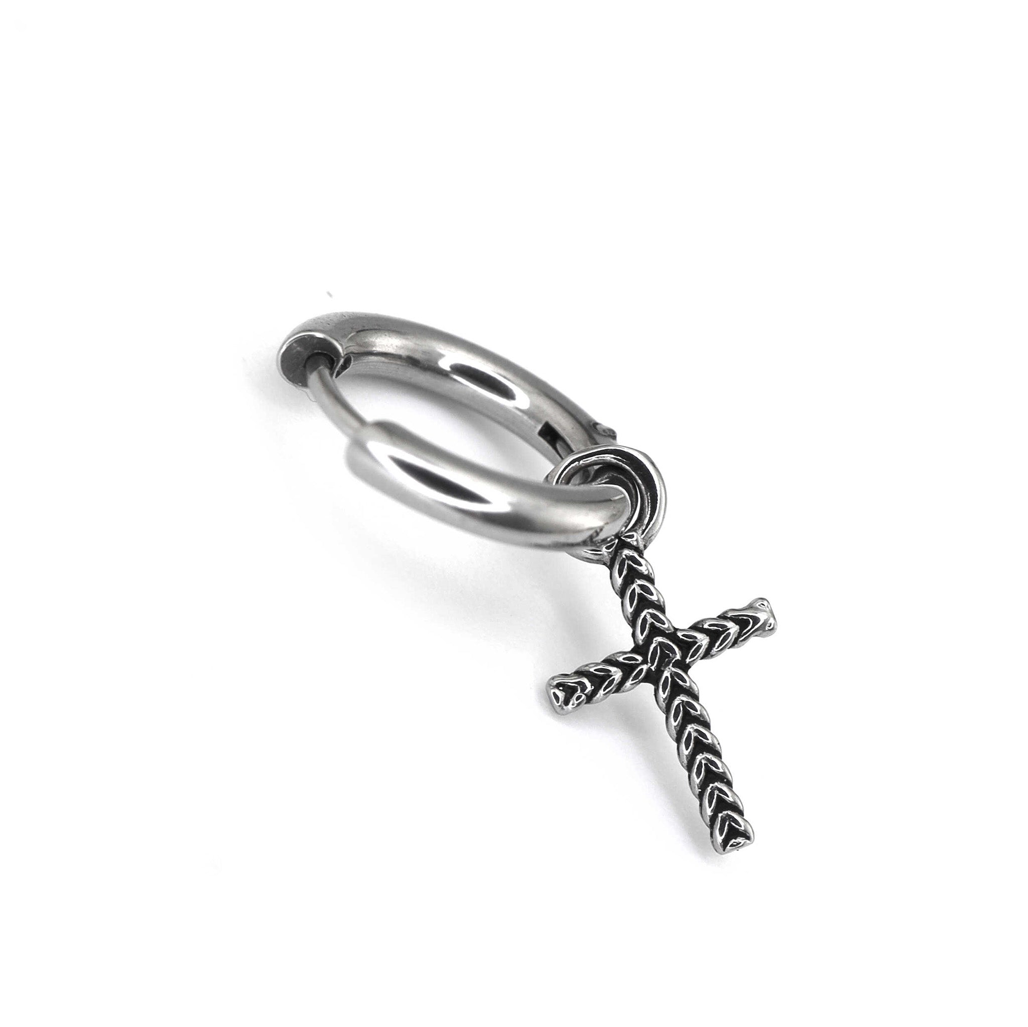 Woven Cross Pendant stainless steel Earrings ph1