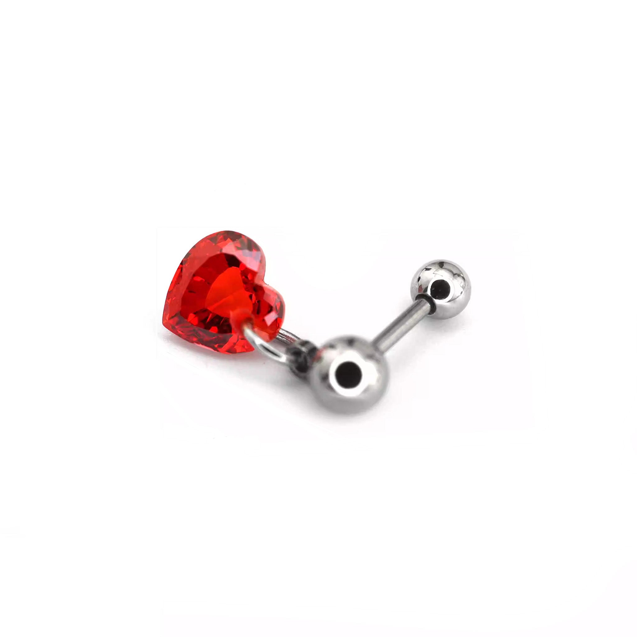Red Heart CZ Dangle stainless steel Ear Studs ph1