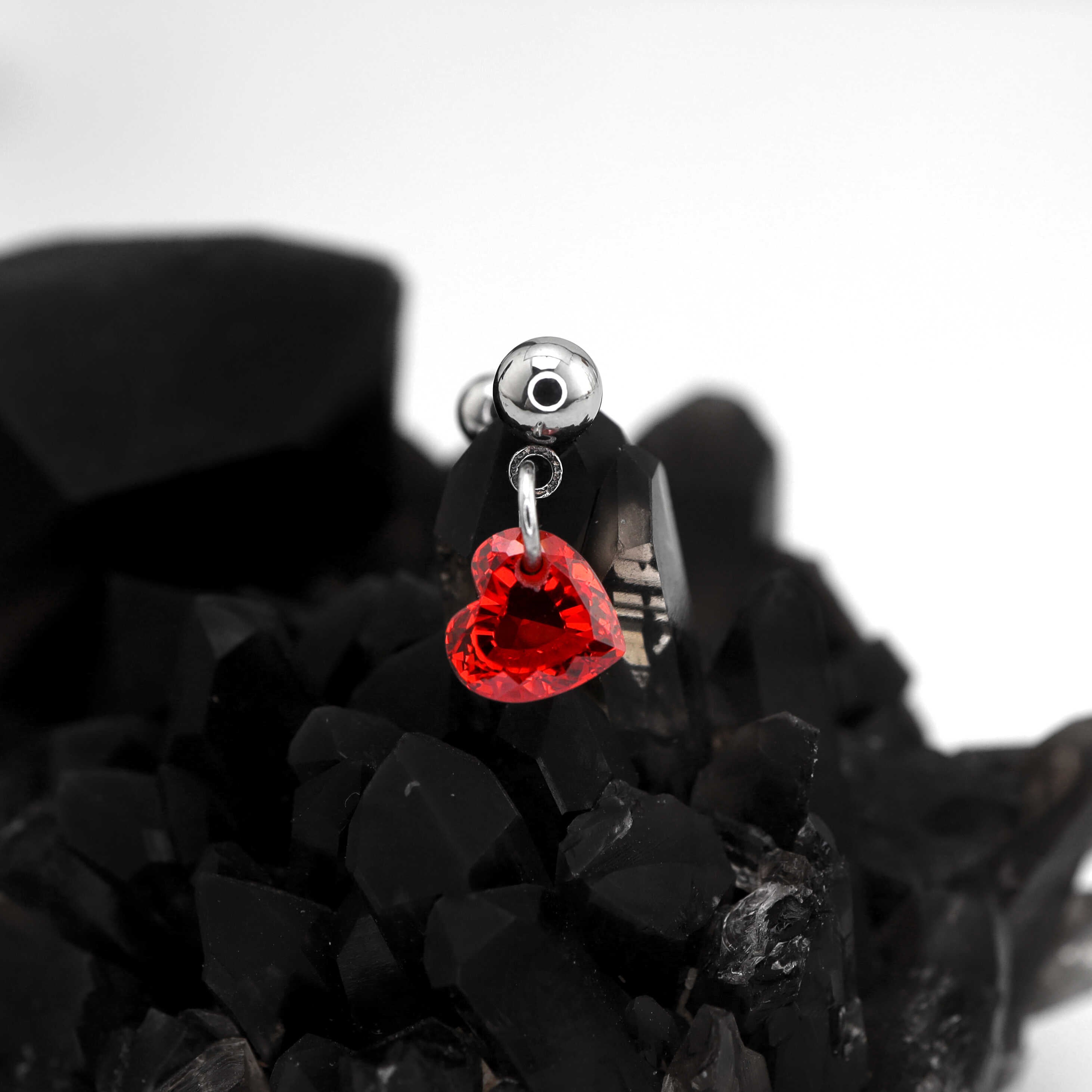 Red Heart CZ Dangle stainless steel Ear Studs ph1