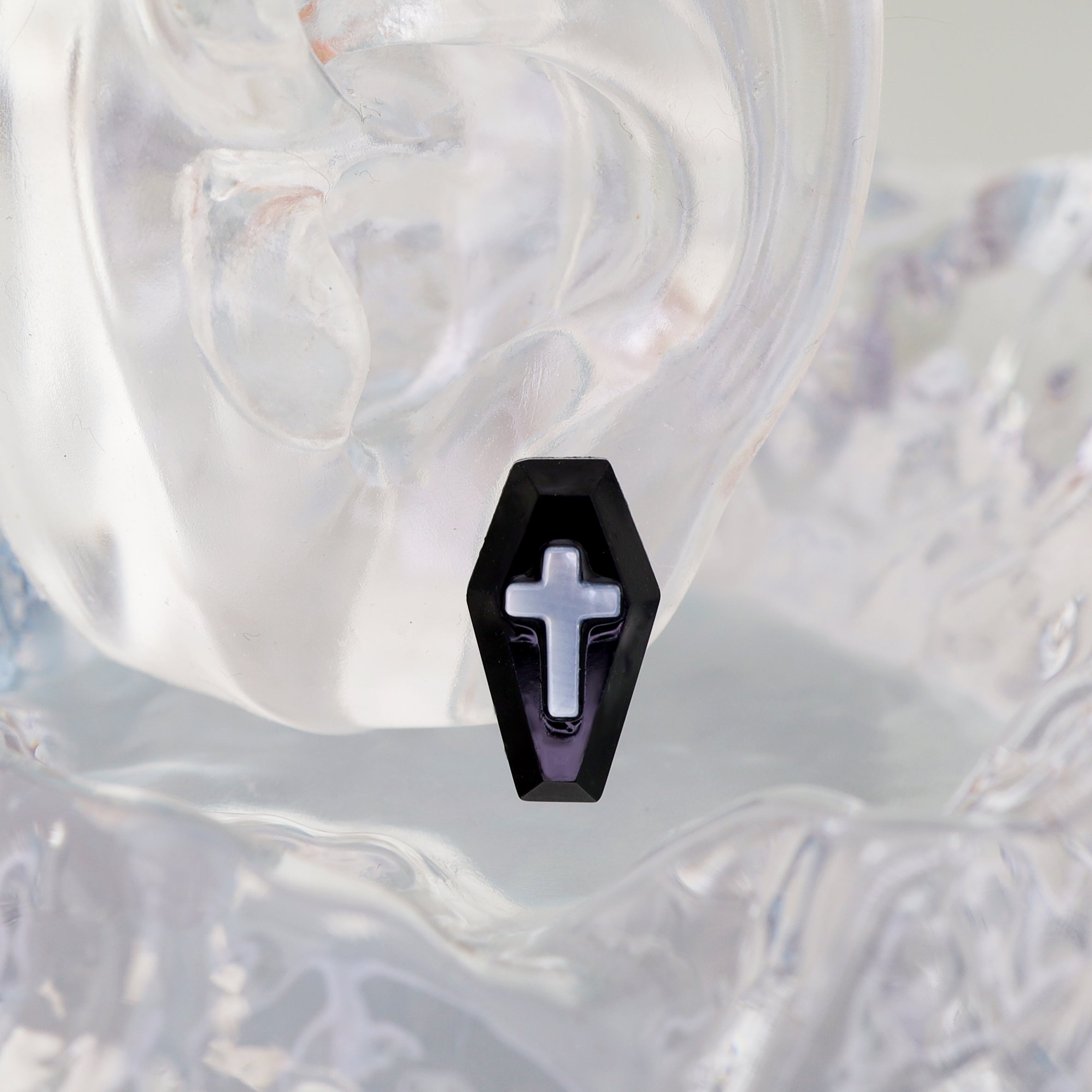 Resin Cross Coffin Ear Studs ph1