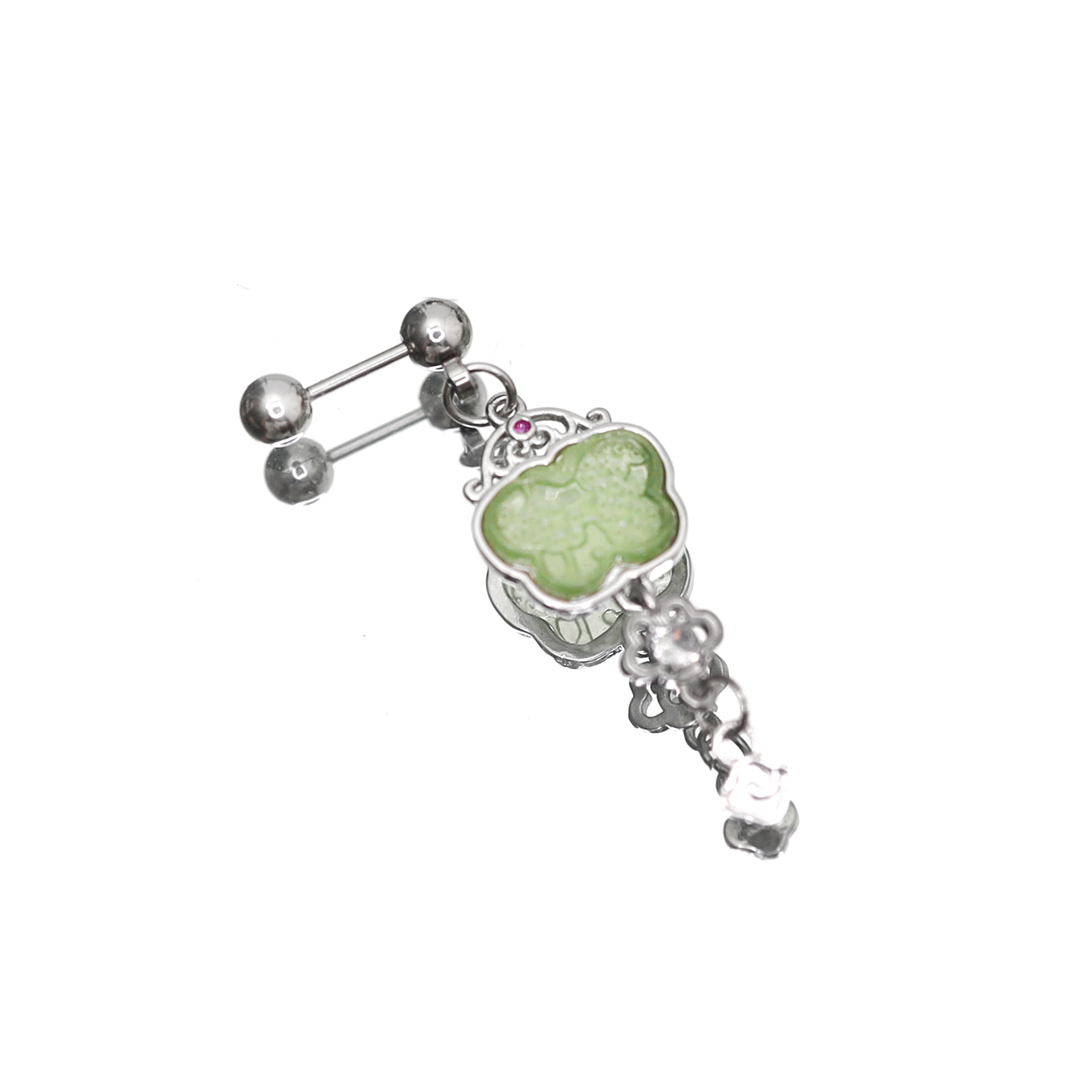 Jade-Inspired Blue Butterfly Externally Threaded stainless steel Studs ph1