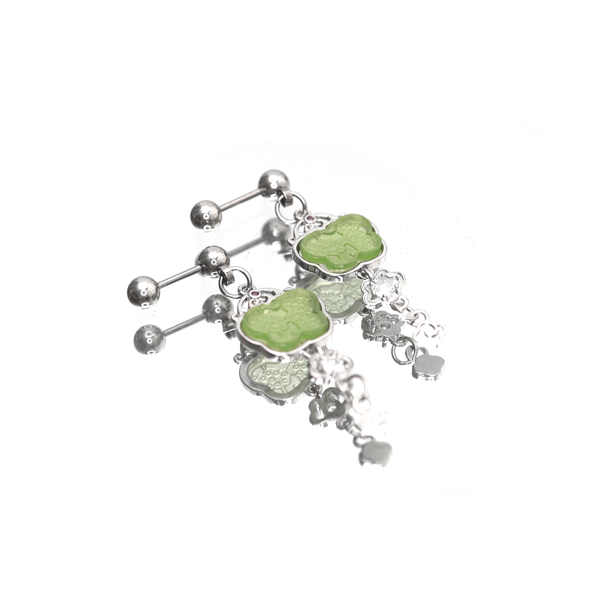 Jade-Inspired Blue Butterfly Externally Threaded stainless steel Studs ph1