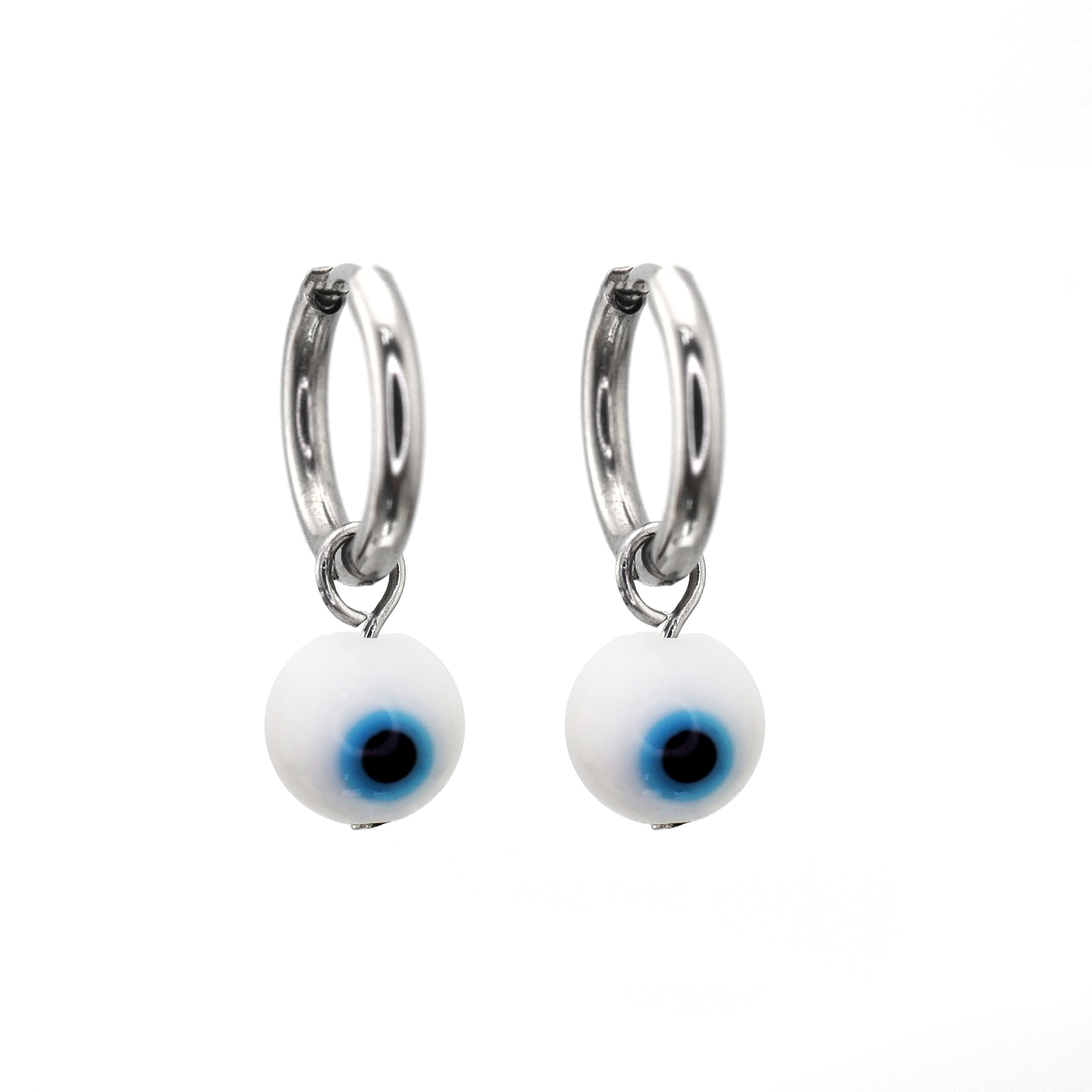 PAIR OF Blue Eyeball Pendant stainless steel Earrings ph1