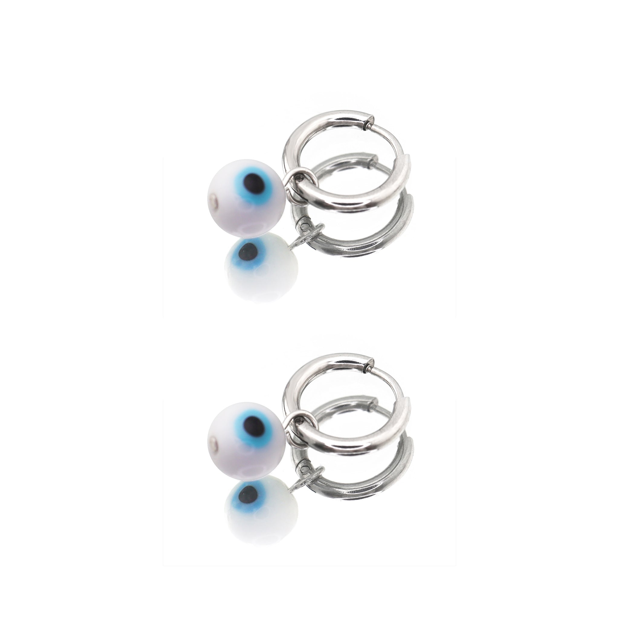 PAIR OF Blue Eyeball Pendant stainless steel Earrings ph1