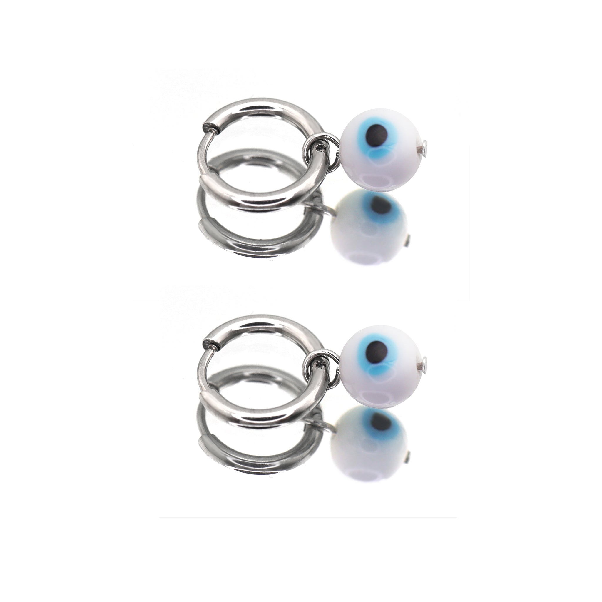 PAIR OF Blue Eyeball Pendant stainless steel Earrings ph1