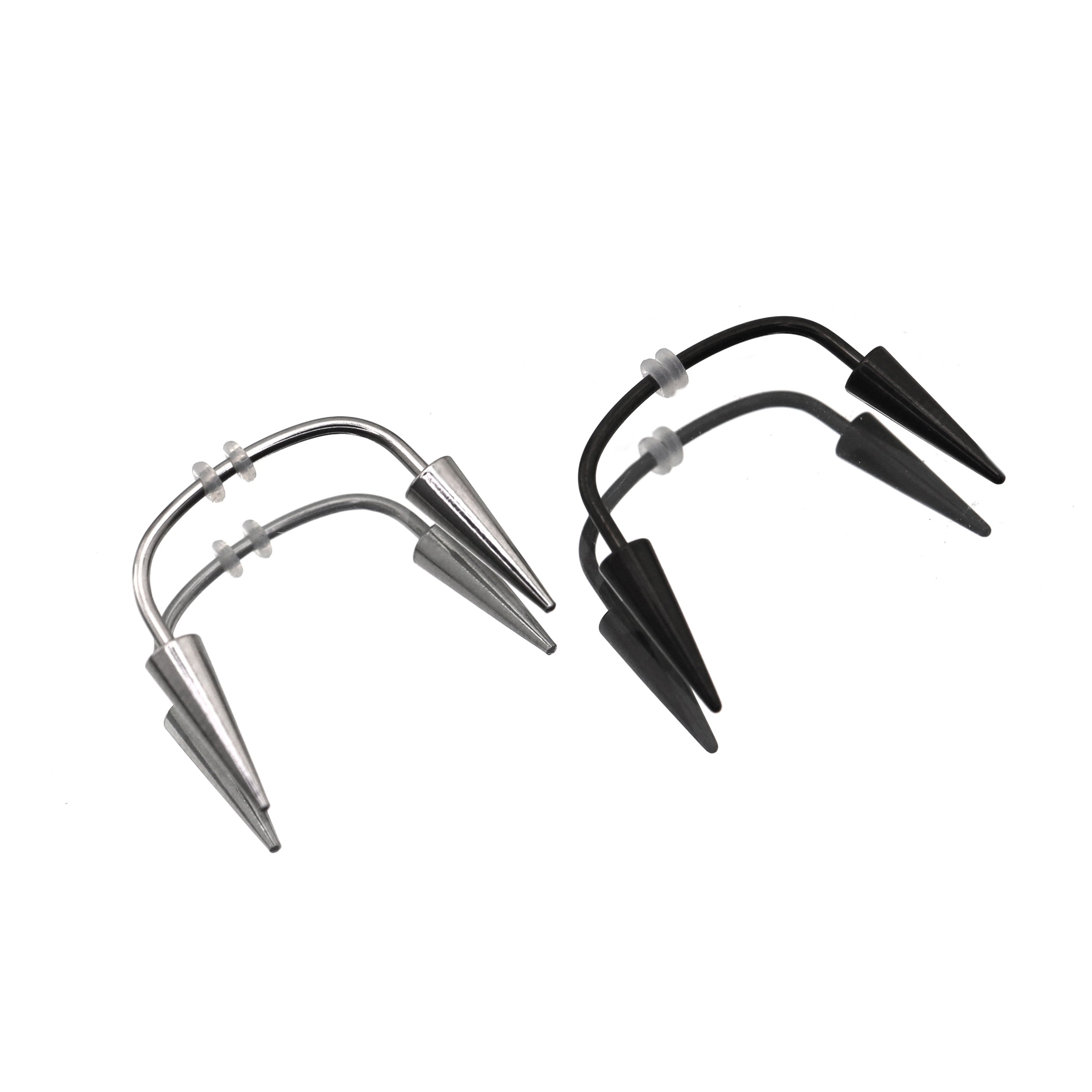 Black & White Fangs stainless steel Dracula Spike Studs ph1