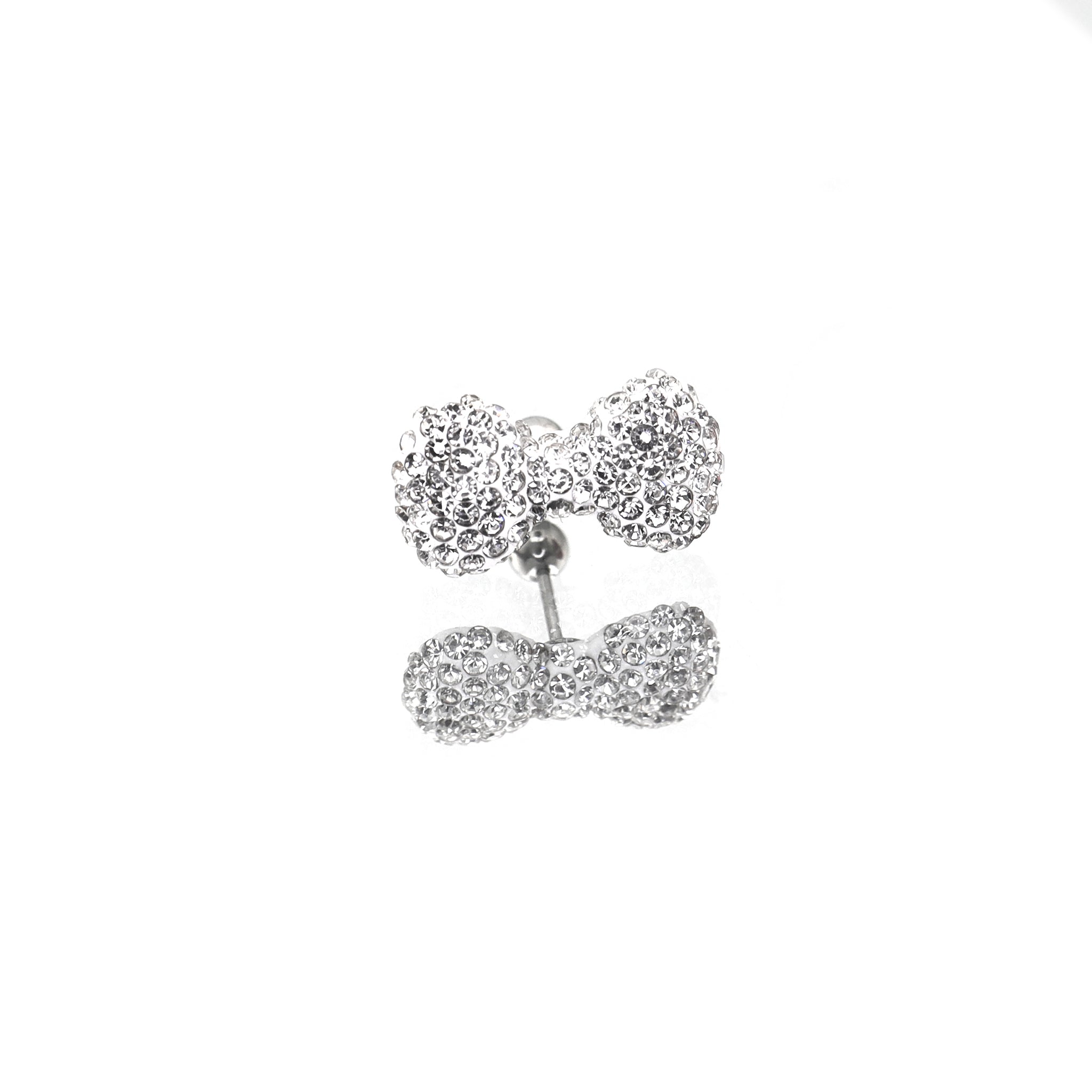 Large Full CZ Bow stainless steel Ear Studs ph1