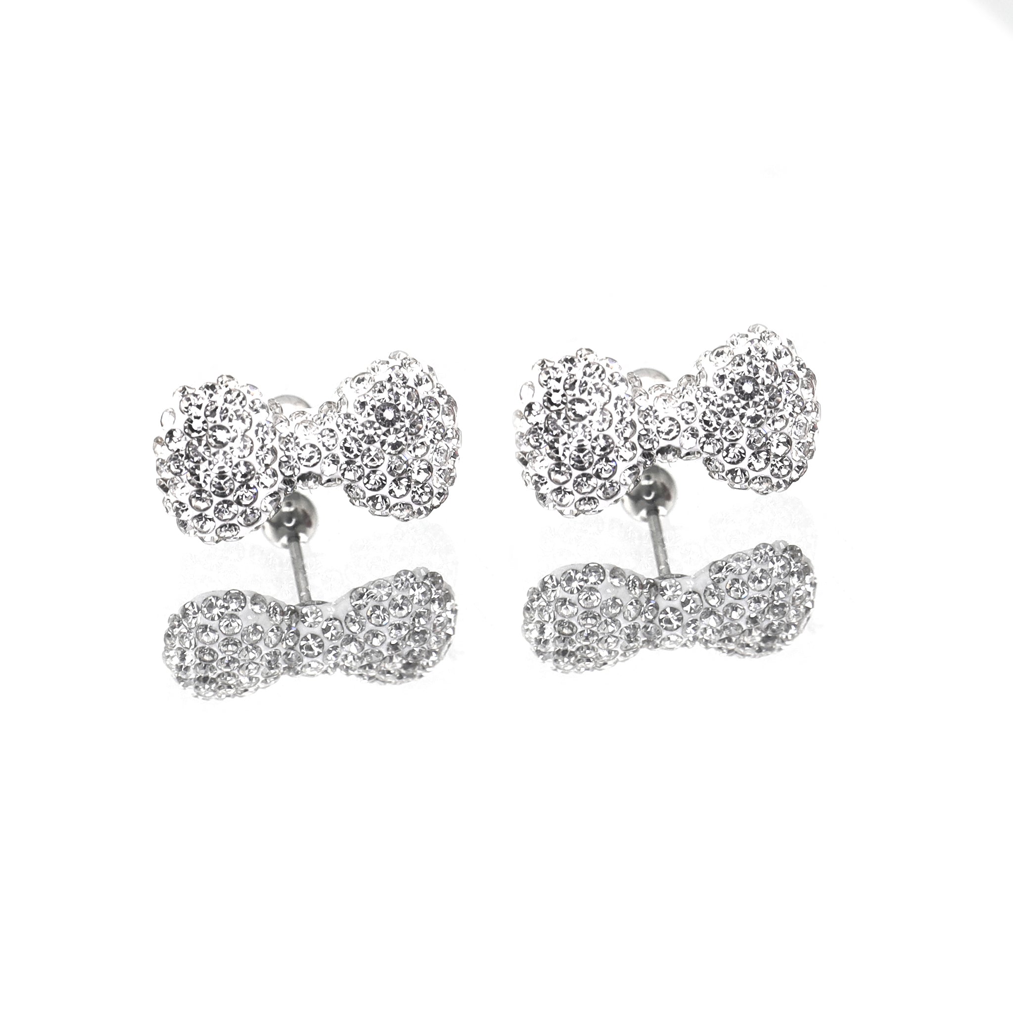 Large Full CZ Bow stainless steel Ear Studs ph1