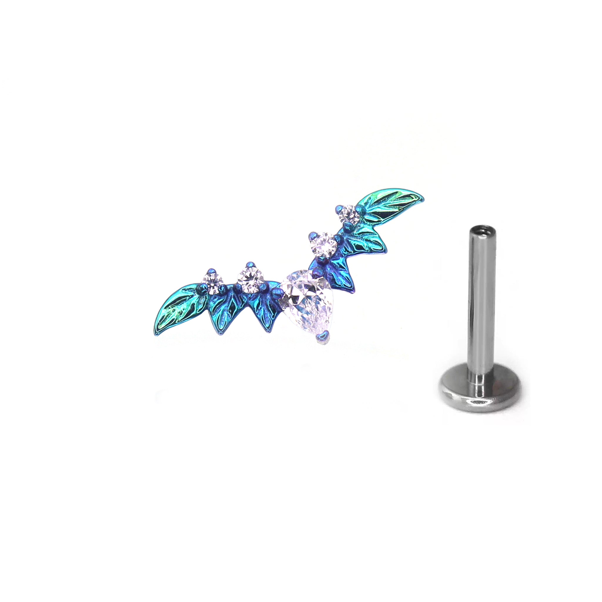 Teardrop CZ Bat Titanium Ear Studs ph1