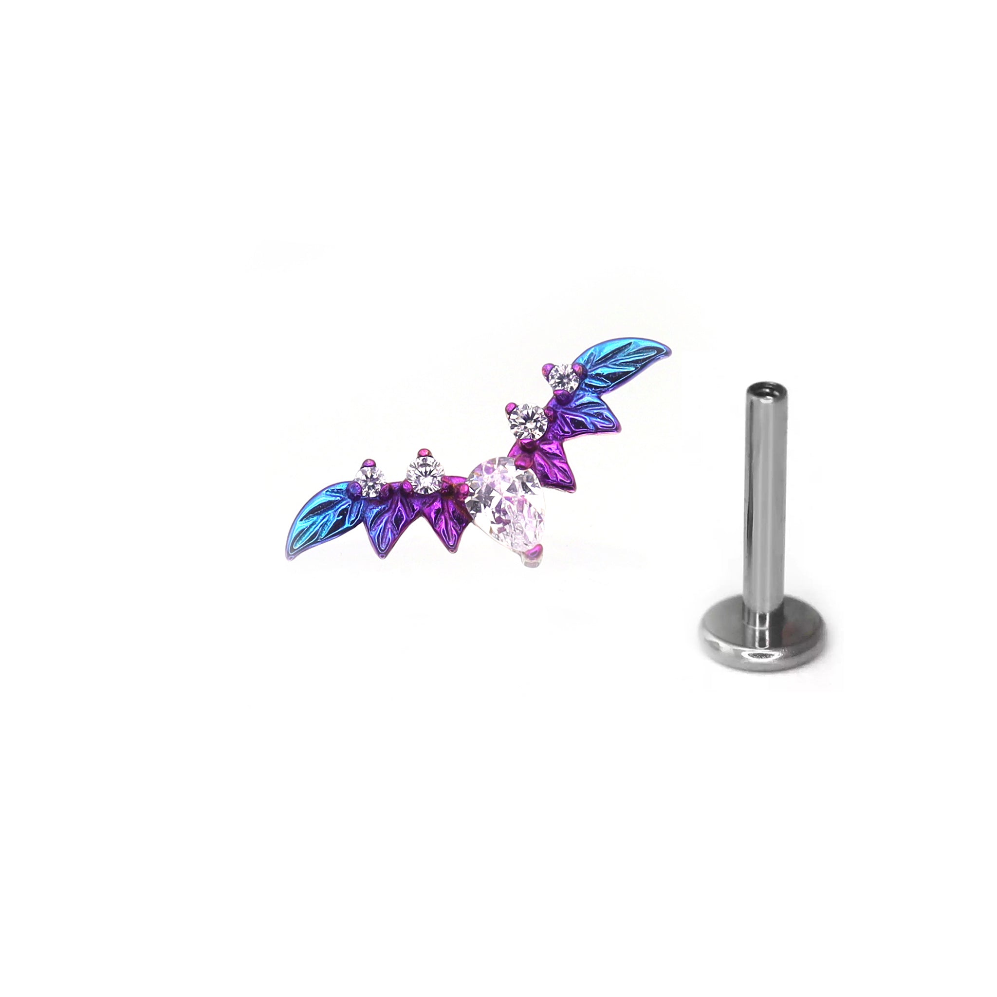 Teardrop CZ Bat Titanium Ear Studs ph1